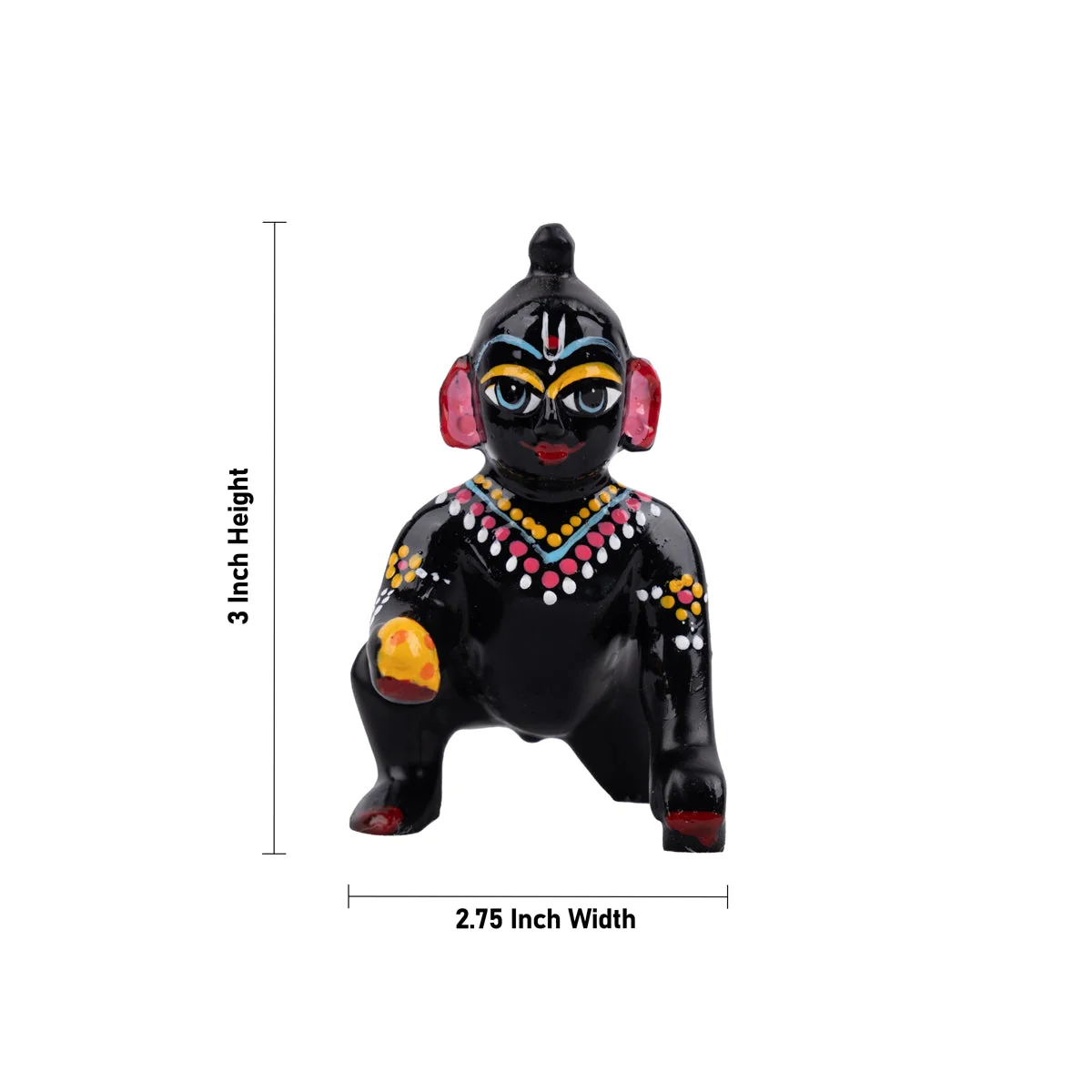 Crawling Krishna Statue - 3 x 2.75 Inches | Brass Idol/ Painted Laddu Gopal Murti for Pooja - Image 5