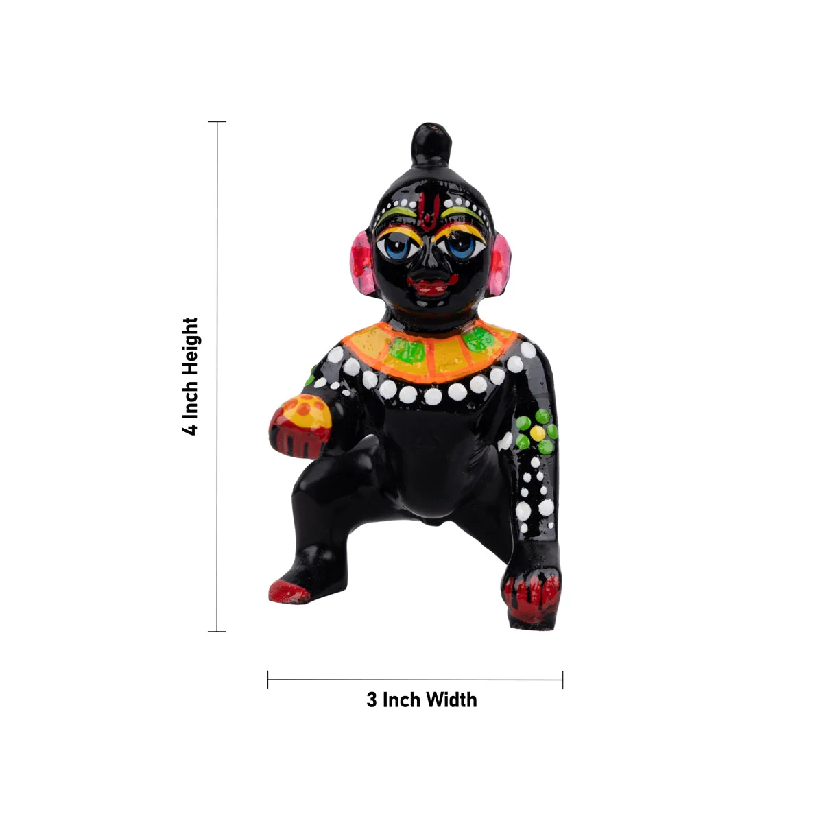 Crawling Krishna Statue - 4 x 3 Inches | Antique Brass Idol/ Painted Laddu Gopal Murti for Pooja - Image 5