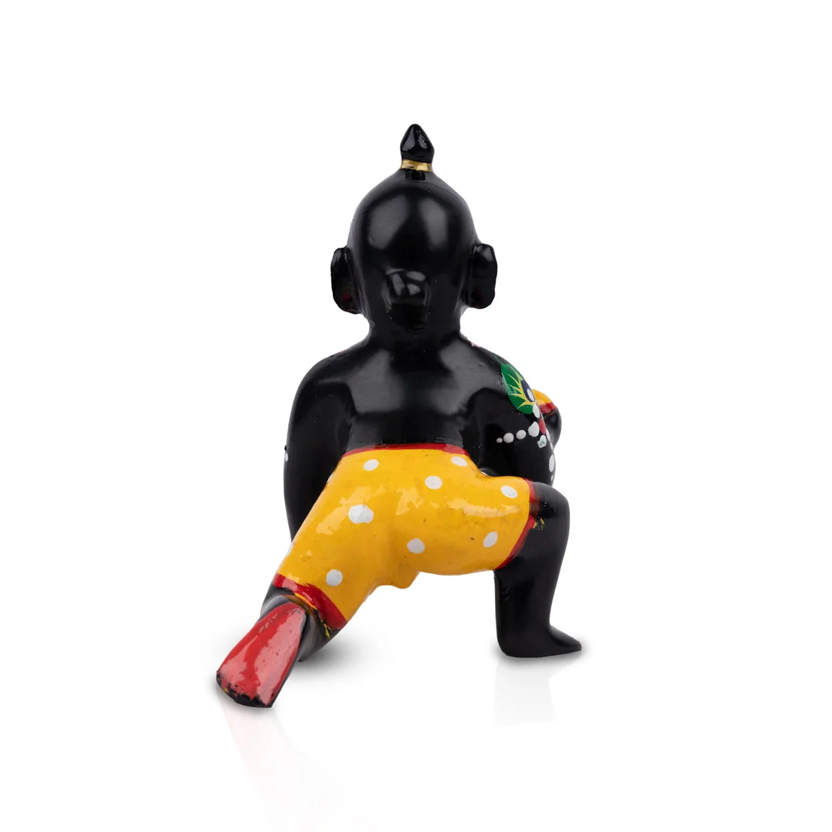 Crawling Krishna Statue - 5 x 4 Inches | Antique Brass Idol/ Painted Laddu Gopal Murti for Pooja - Image 2