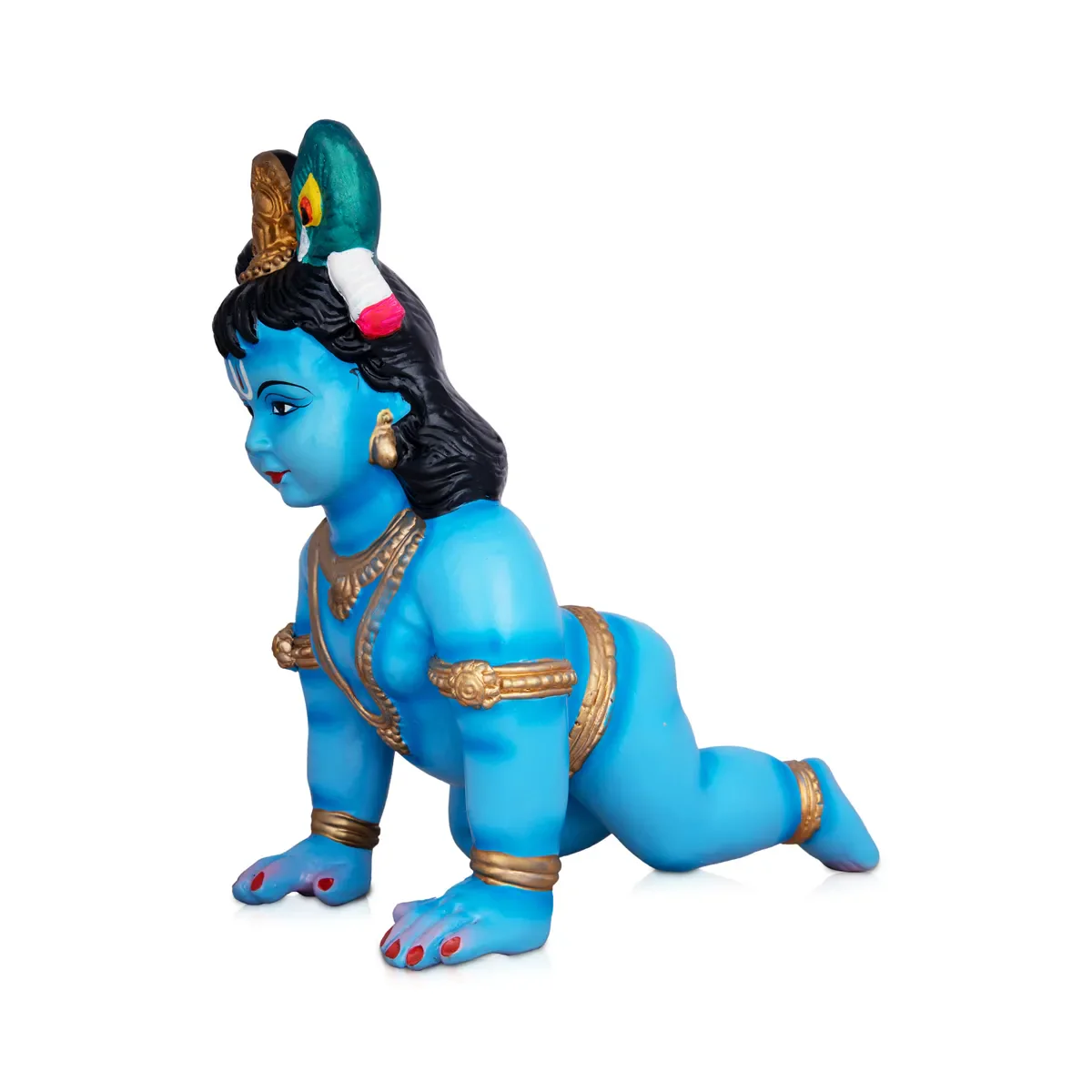 Crawling Krishna Statue Paper Mache Golu Bommai - 10 x 9 Inches | Giri Golu Doll/ Navaratri Golu Bomma/ Gombe - Image 2
