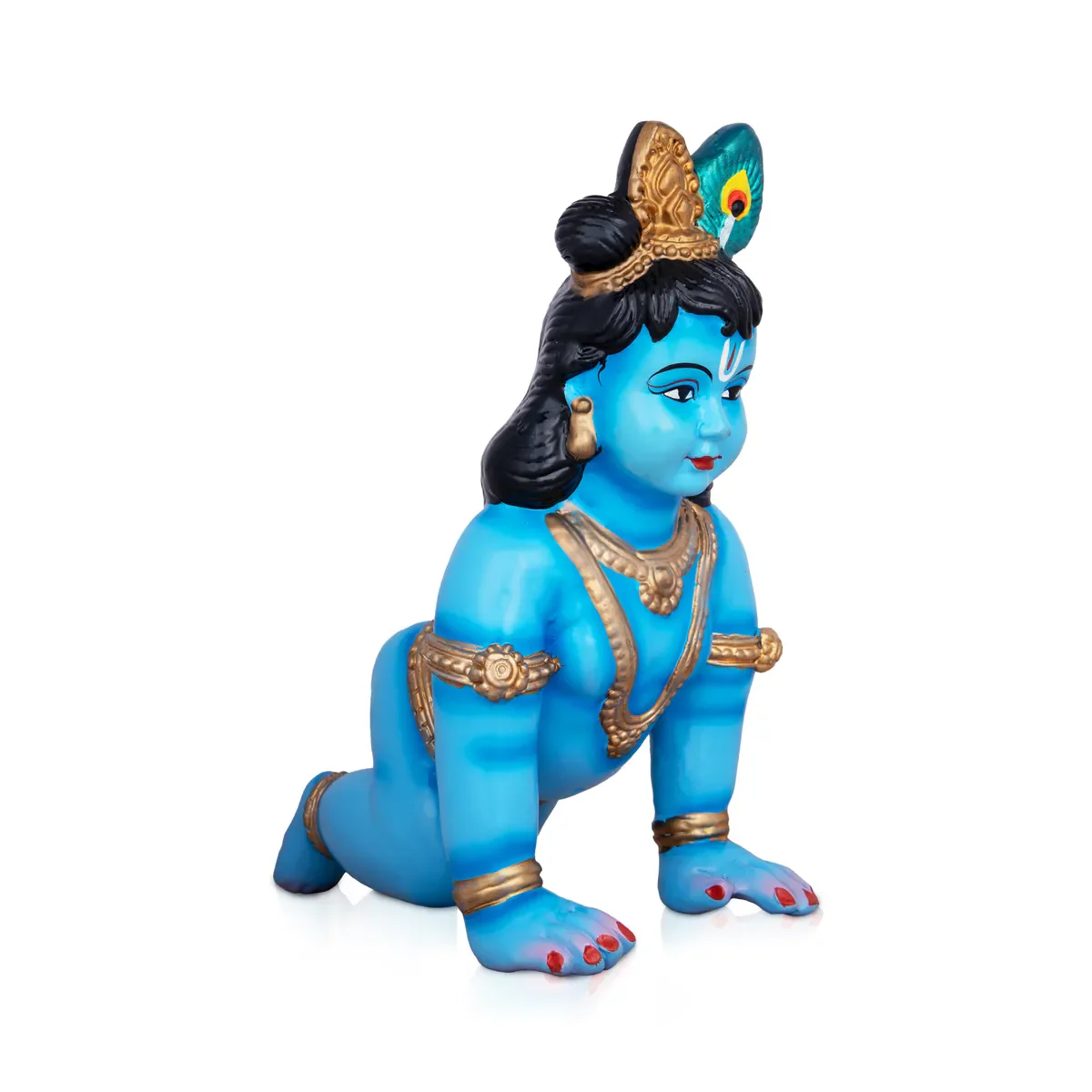 Crawling Krishna Statue Paper Mache Golu Bommai - 10 x 9 Inches | Giri Golu Doll/ Navaratri Golu Bomma/ Gombe - Image 3