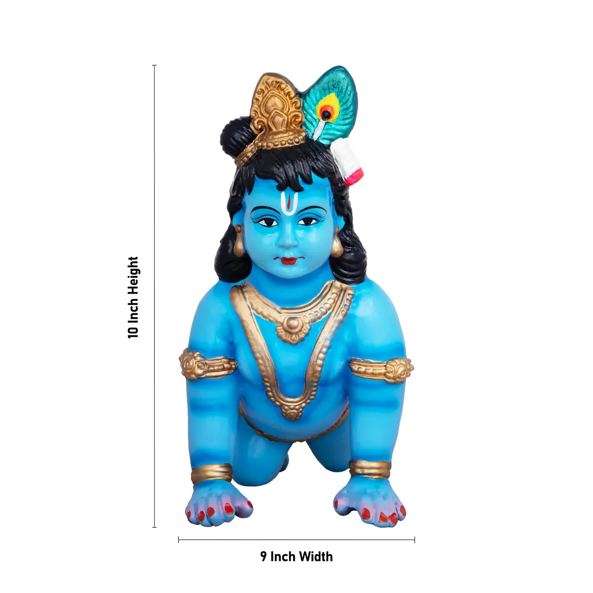 Crawling Krishna Statue Paper Mache Golu Bommai - 10 x 9 Inches | Giri Golu Doll/ Navaratri Golu Bomma/ Gombe - Image 5