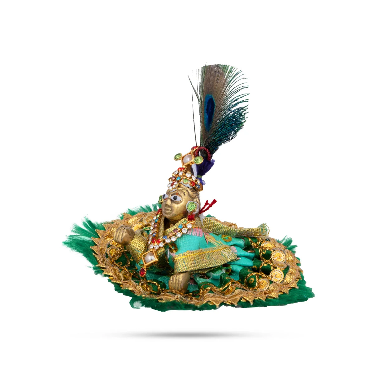 Crawling Krishna With Decoration - 4 x 3.5 Inches | Brass Krishna Idol/ Krishna Alangaram for Pooja - Image 5