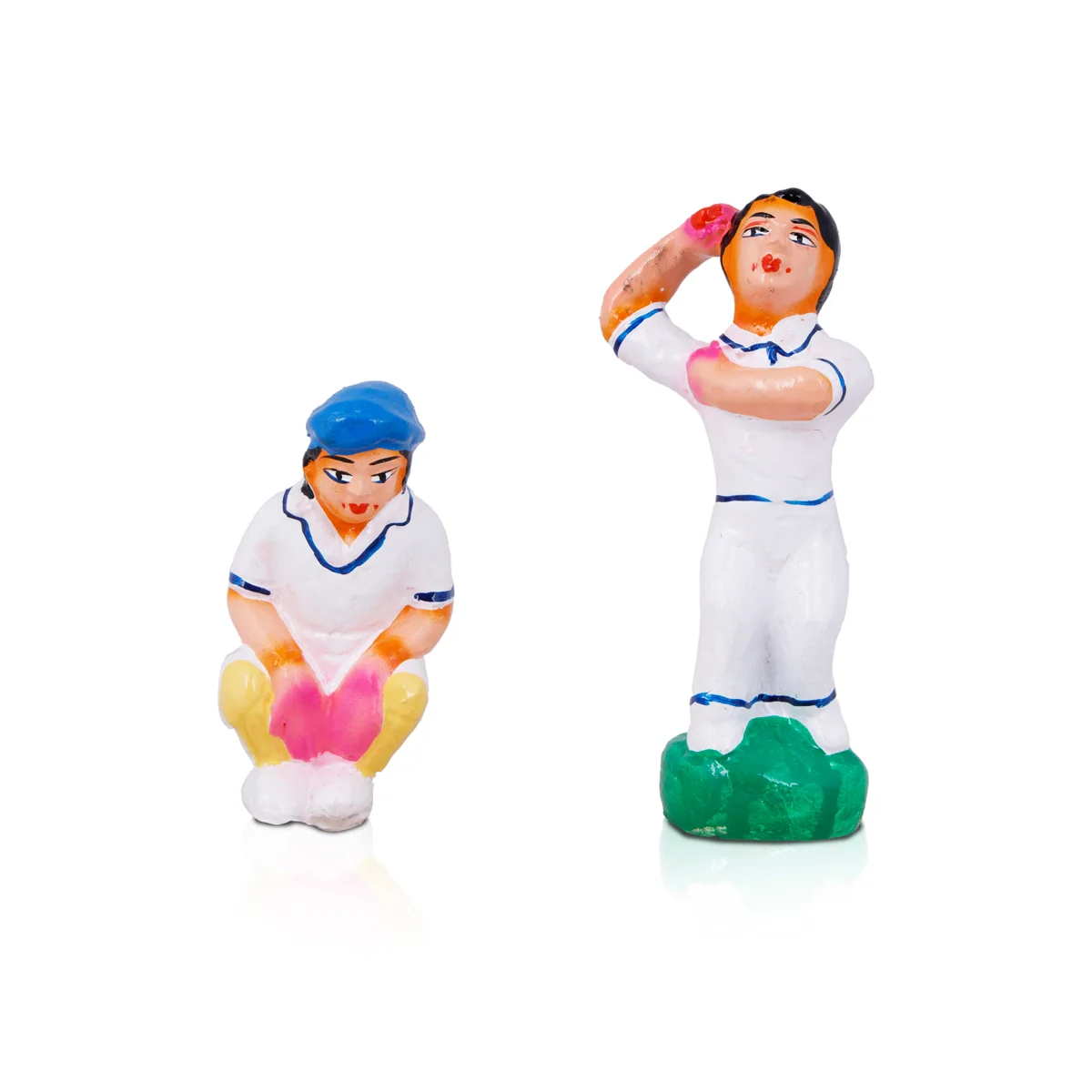 Cricket Clay Golu Bommai Set - 6 x 2 Inches | Giri Golu Doll/ Navaratri Golu Bomma/Gombe/Bommai - Image 2