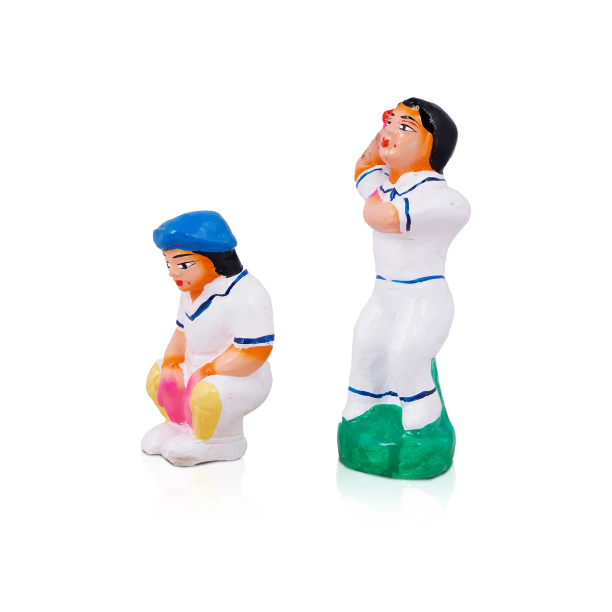 Cricket Clay Golu Bommai Set - 6 x 2 Inches | Giri Golu Doll/ Navaratri Golu Bomma/Gombe/Bommai - Image 4