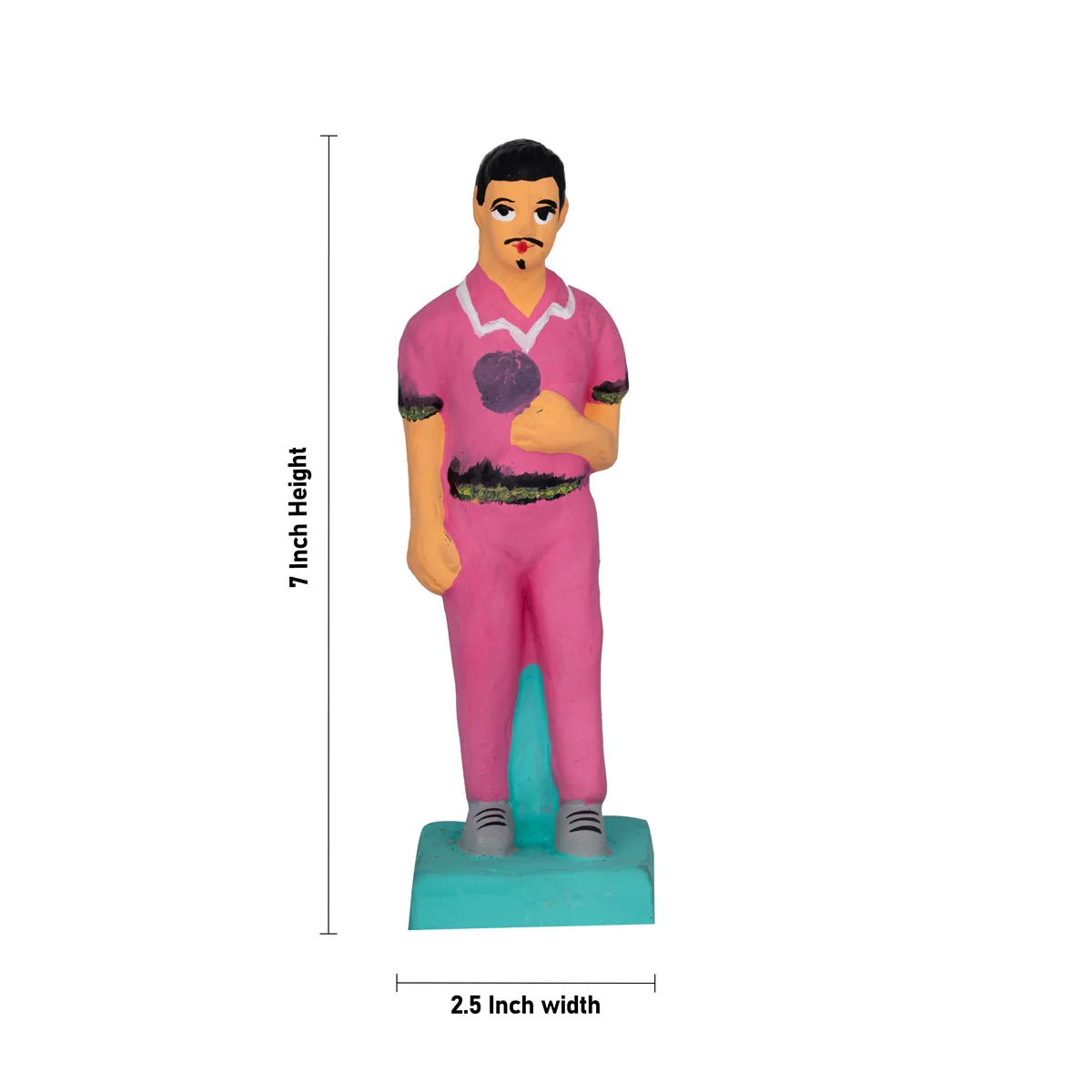 Cricket Game Clay Golu Bommai Set - 7 x 2.5 Inches | Giri Golu Doll/ Navaratri Golu Bomma/ Gombe/ Bommai - Image 11