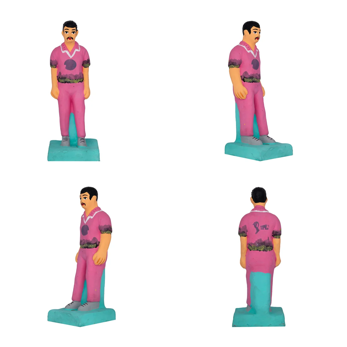 Cricket Game Clay Golu Bommai Set - 7 x 2.5 Inches | Giri Golu Doll/ Navaratri Golu Bomma/ Gombe/ Bommai - Image 3