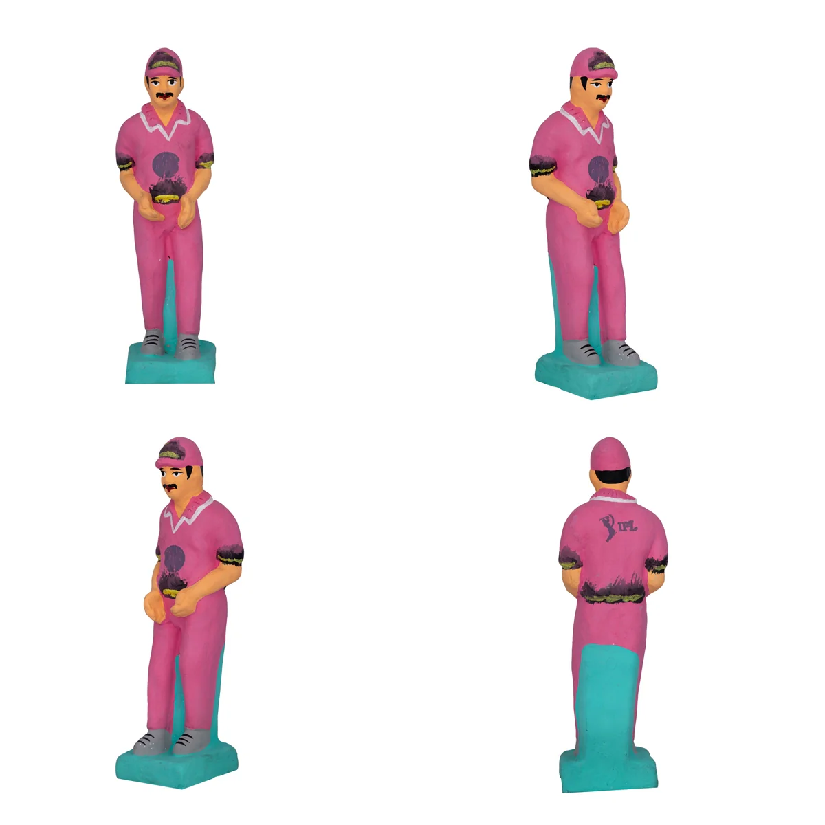 Cricket Game Clay Golu Bommai Set - 7 x 2.5 Inches | Giri Golu Doll/ Navaratri Golu Bomma/ Gombe/ Bommai - Image 7