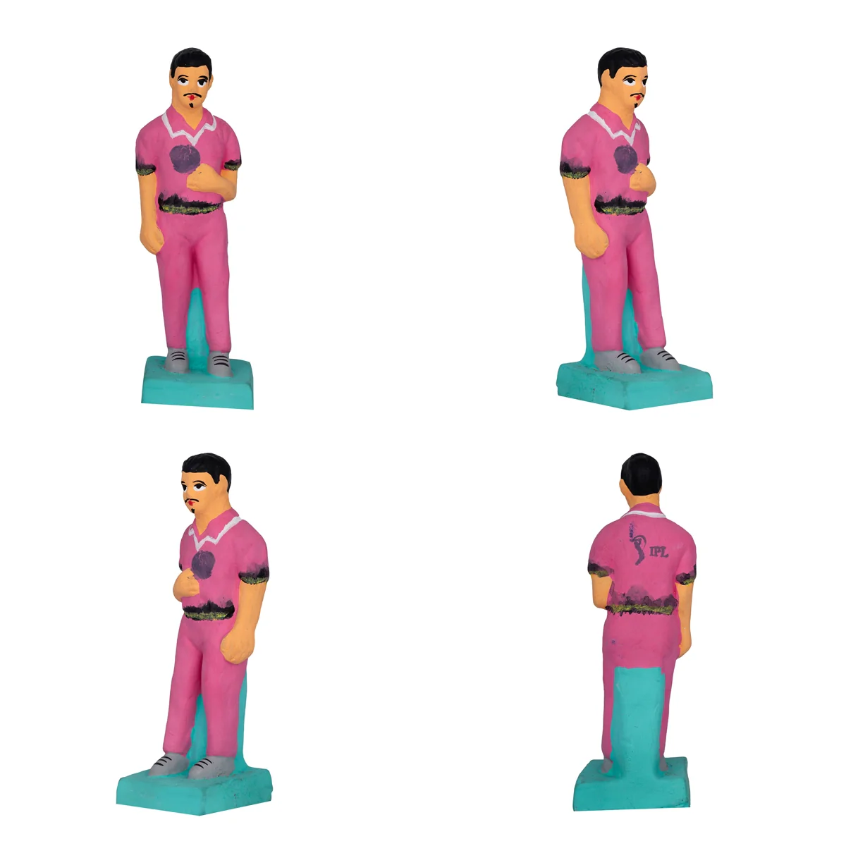 Cricket Game Clay Golu Bommai Set - 7 x 2.5 Inches | Giri Golu Doll/ Navaratri Golu Bomma/ Gombe/ Bommai - Image 9