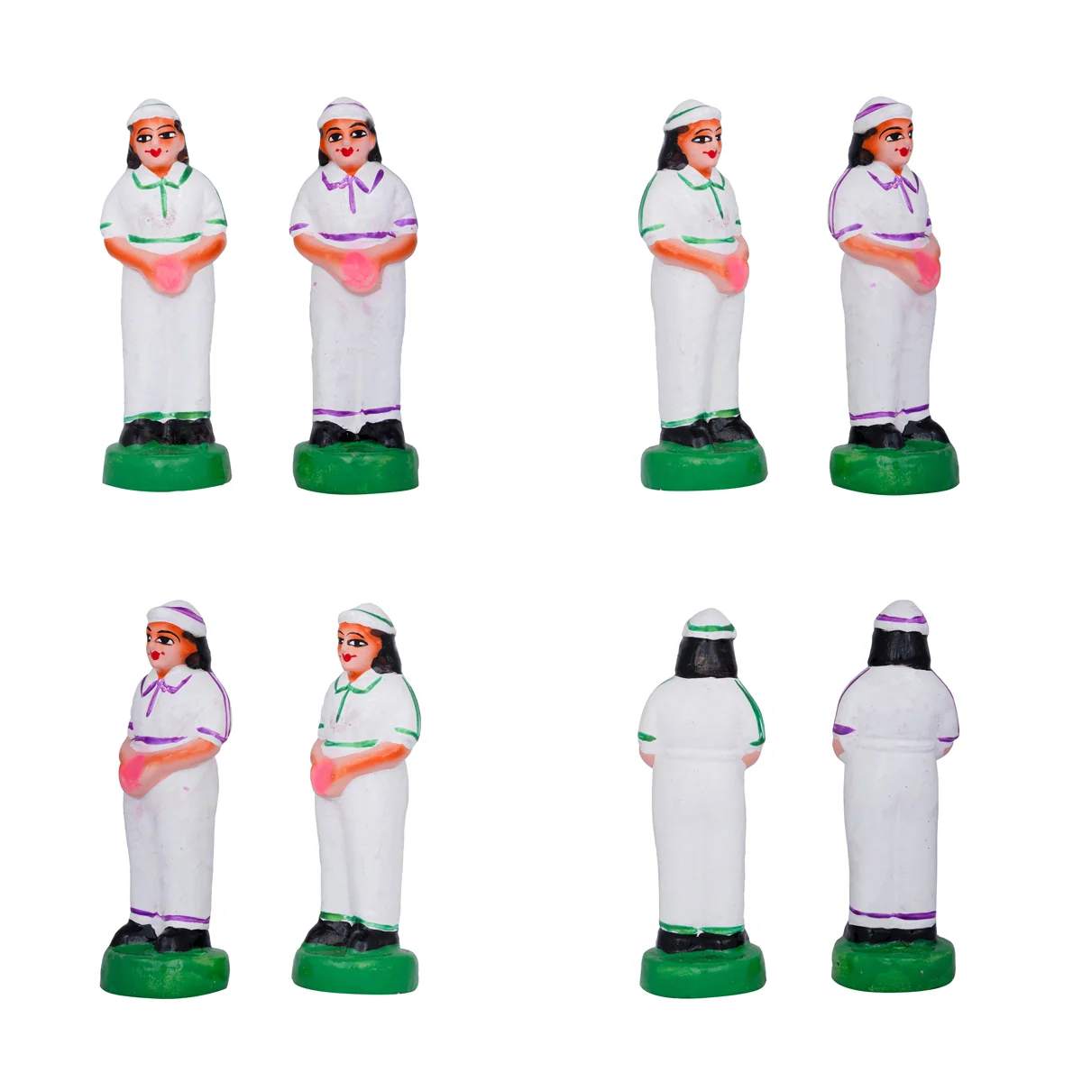 Cricket Clay Golu Bommai Set - 7 x 2.5 Inches | Giri Golu Doll/ Navaratri Golu Bomma/ Gombe/ Bommai - Image 3