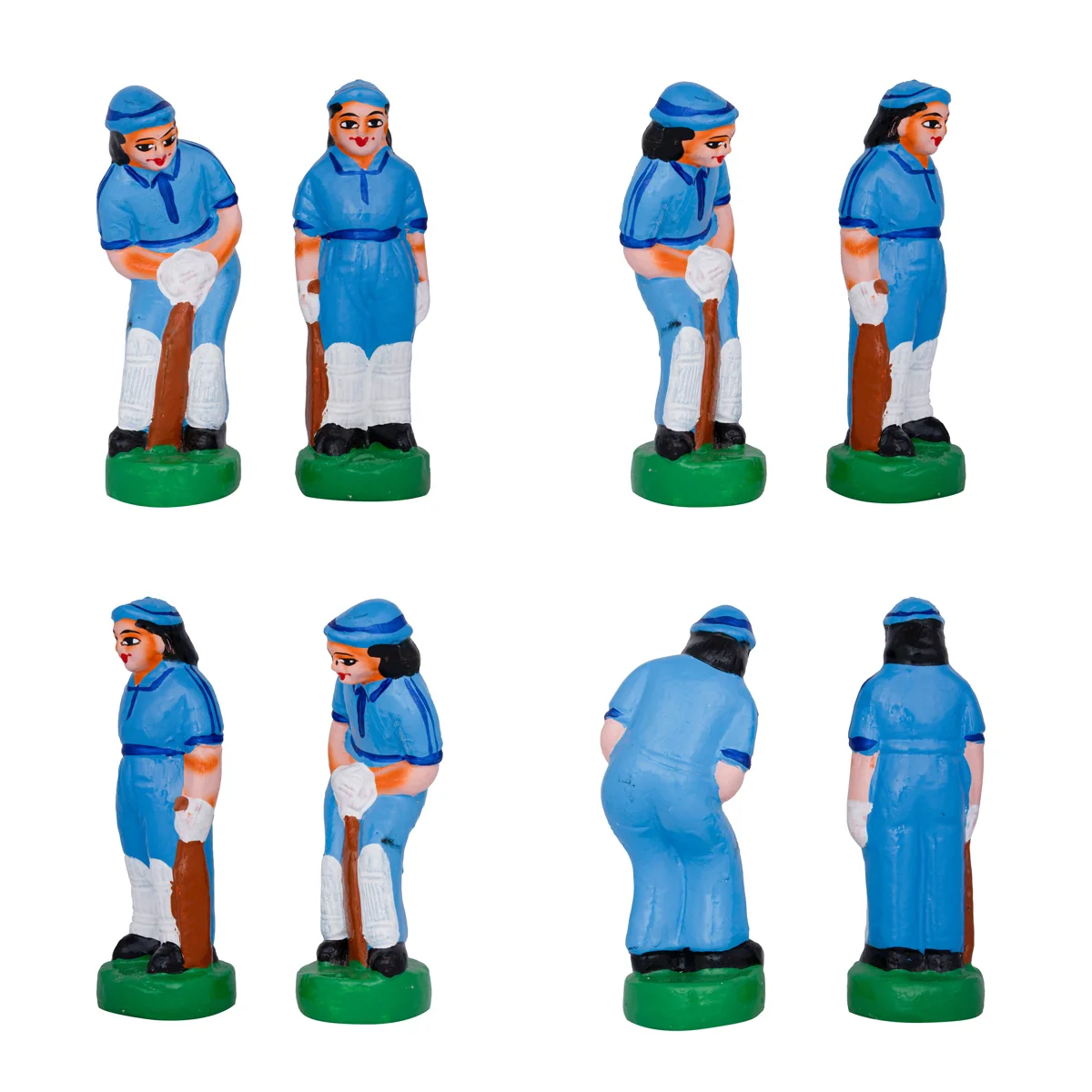 Cricket Clay Golu Bommai Set - 7 x 2.5 Inches | Giri Golu Doll/ Navaratri Golu Bomma/ Gombe/ Bommai - Image 8