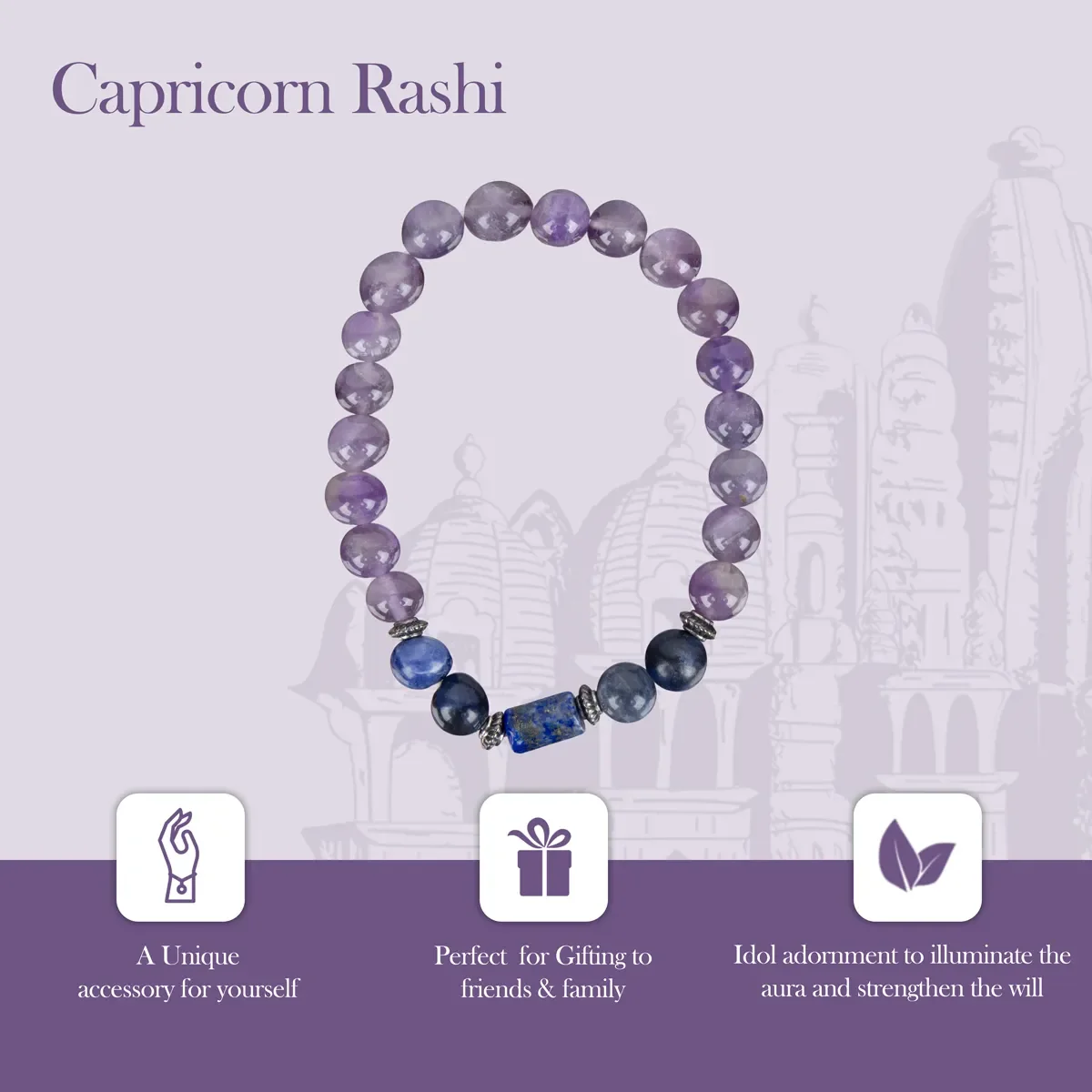 Crystal Bracelet - 2.5 Inches | Crystal Bead Hand Bracelet/ Semi Precious Stone Hand Band For Capricorn Zodiac - Image 3