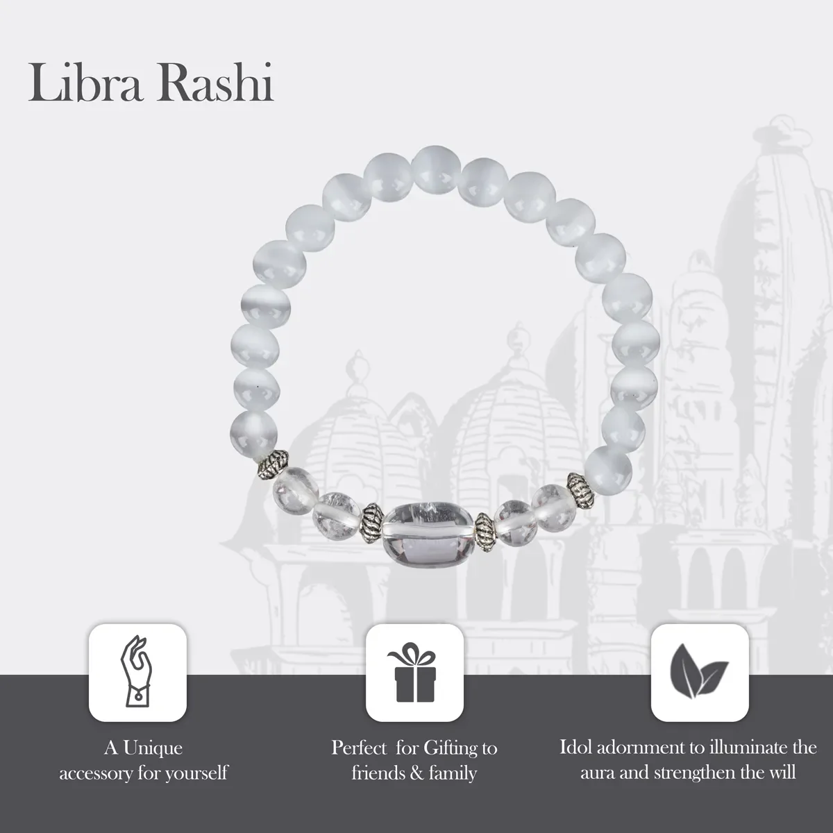 Crystal Bracelet - 2.5 Inches | Crystal Bead Hand Bracelet/ Semi Precious Stone Hand Band For Libra Zodiac - Image 3
