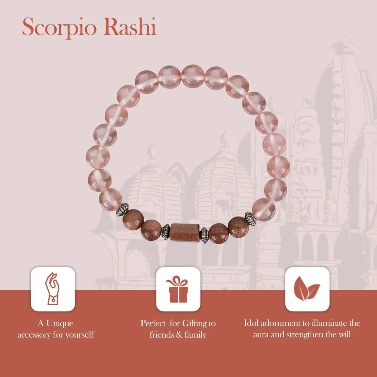 Crystal Bracelet - 2.5 Inches | Crystal Bead Hand Bracelet/ Semi Precious Stone Hand Band For Scorpio Zodiac