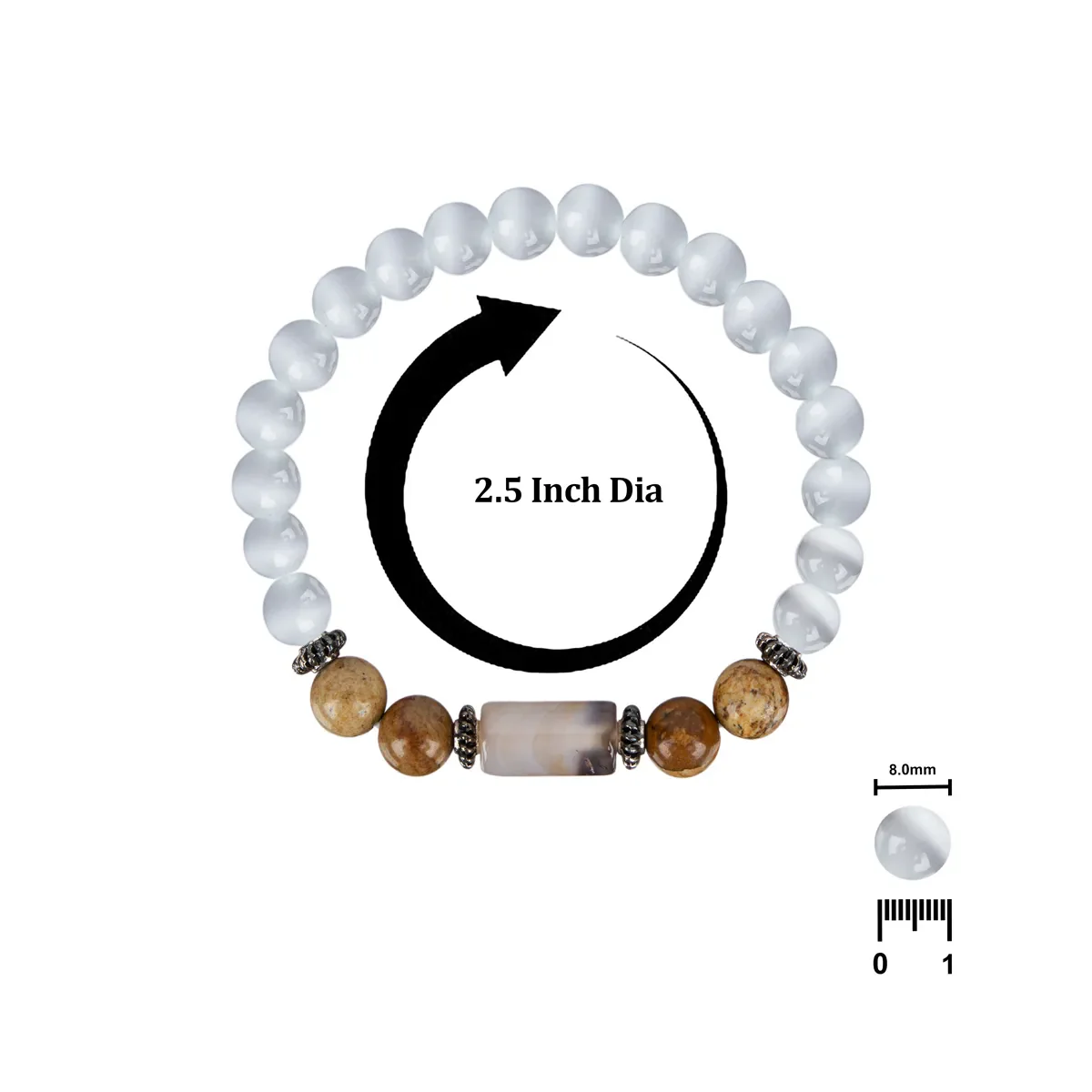 Crystal Bracelet - 2.5 Inches | Crystal Bead Hand Bracelet/ Semi Precious Stone Hand Band For Taurus Zodiac - Image 3