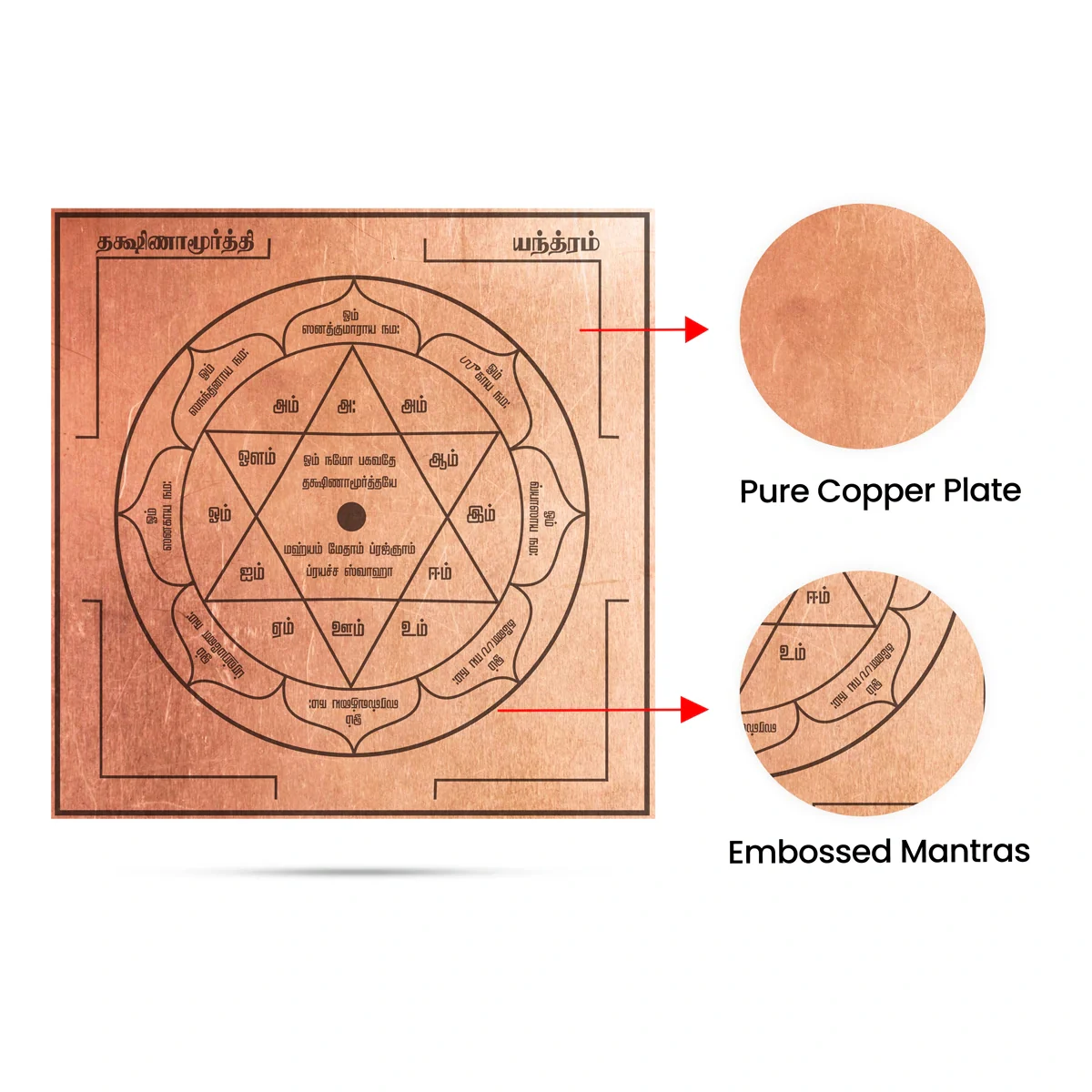Dakshinamurthy Yantra - 3 x 3 Inches | Copper Dakshinamurti Yantram/ Dakshinamoorthi Yantra for Pooja - Image 3