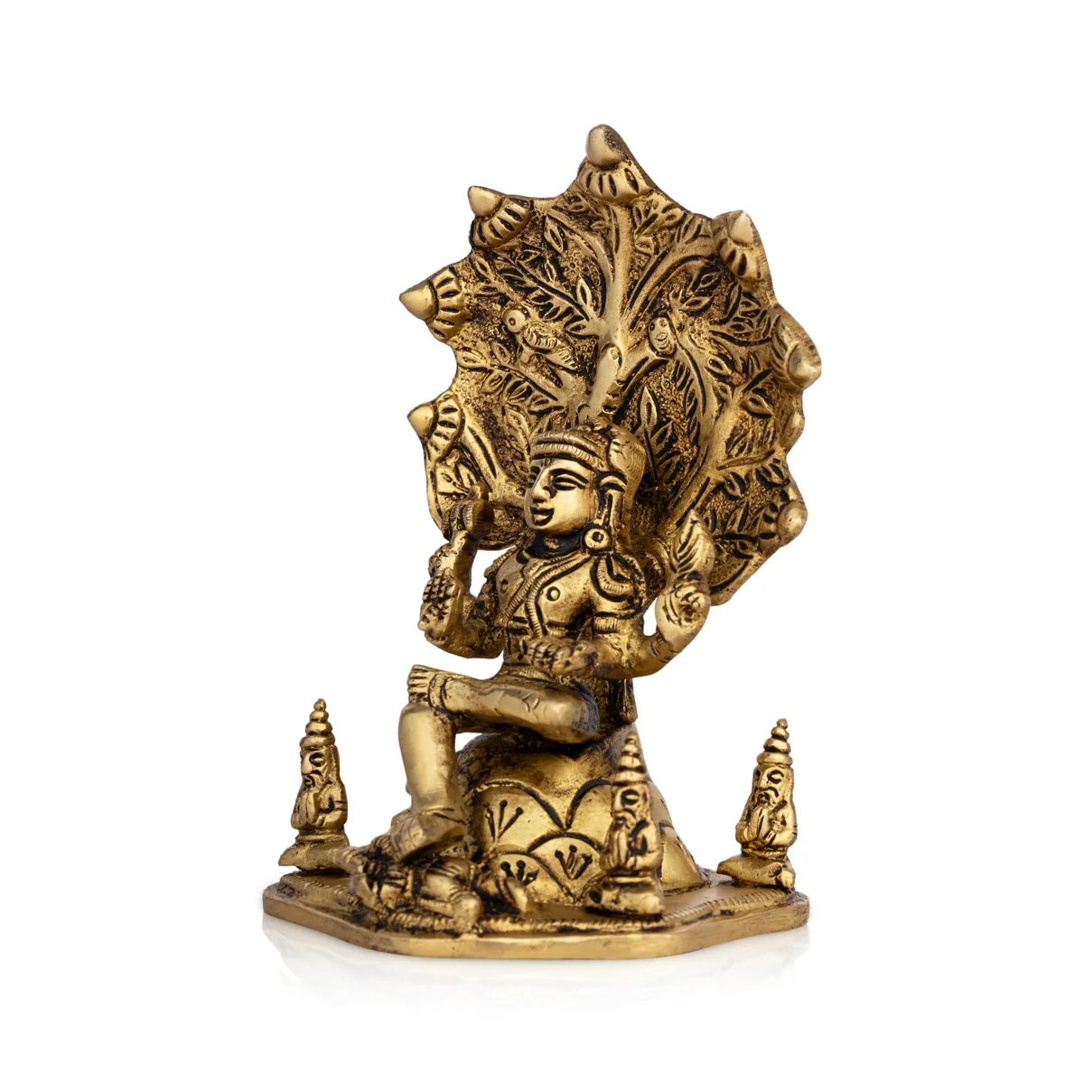 Dakshinamurthy Vigraham With Tree - 6.5 x 4 Inches | Dakshinamurti Statue/ Antique Brass Idol for Pooja - Image 2