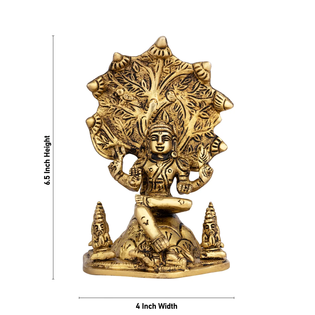 Dakshinamurthy Vigraham With Tree - 6.5 x 4 Inches | Dakshinamurti Statue/ Antique Brass Idol for Pooja - Image 3