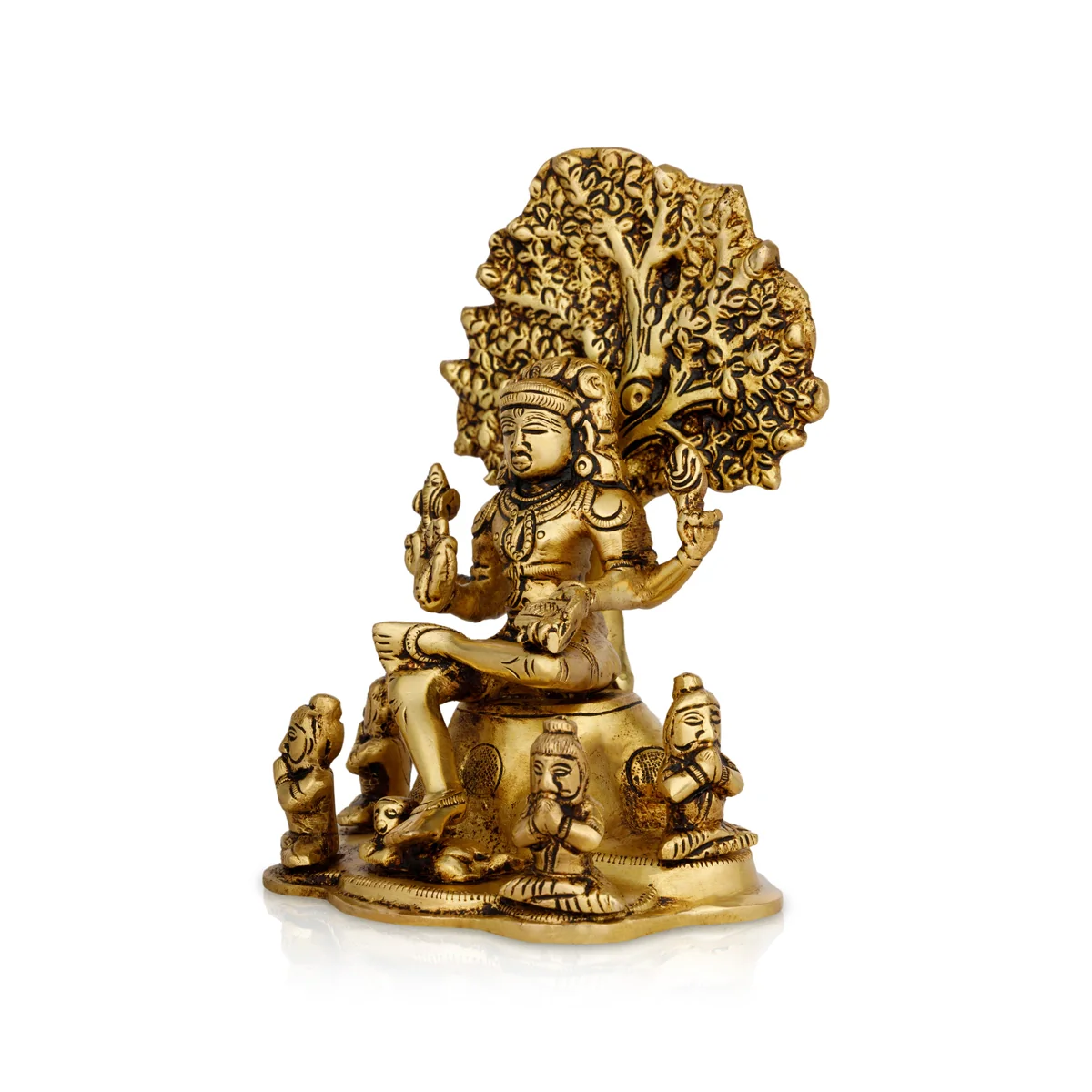 Dakshinamurthy Vigraham With Tree - 7 x 5 Inches | Dakshinamurti Statue/ Antique Brass Idol for Pooja - Image 3