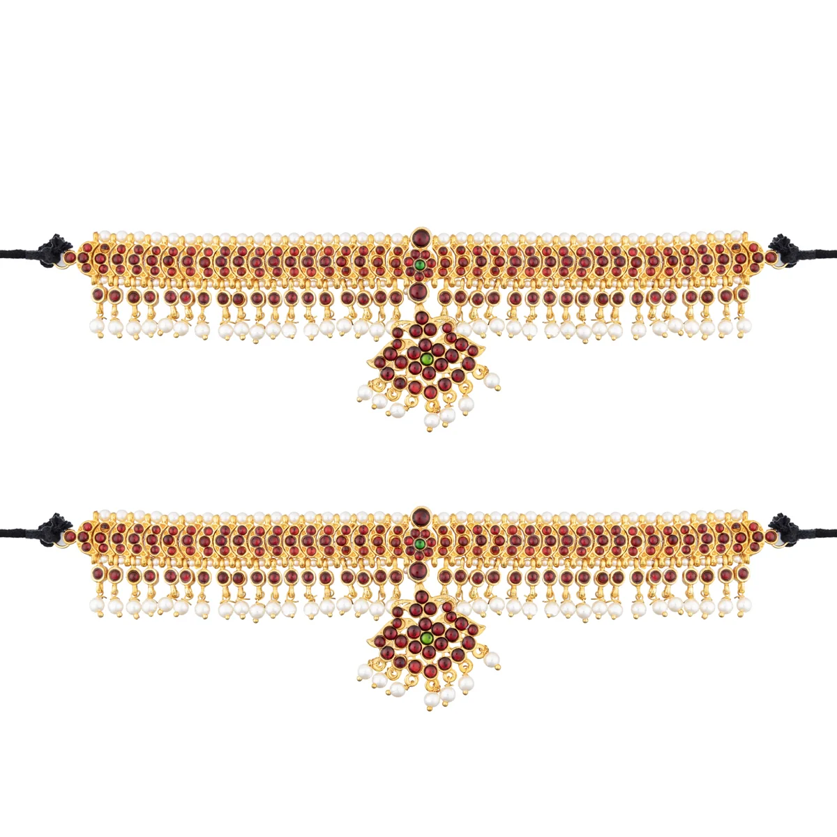 Dance Jewellery Set Without Bangle | Artificial Jewelry/ Stone & Pearl Design Bharatanatyam Jewellery for Women - Image 3