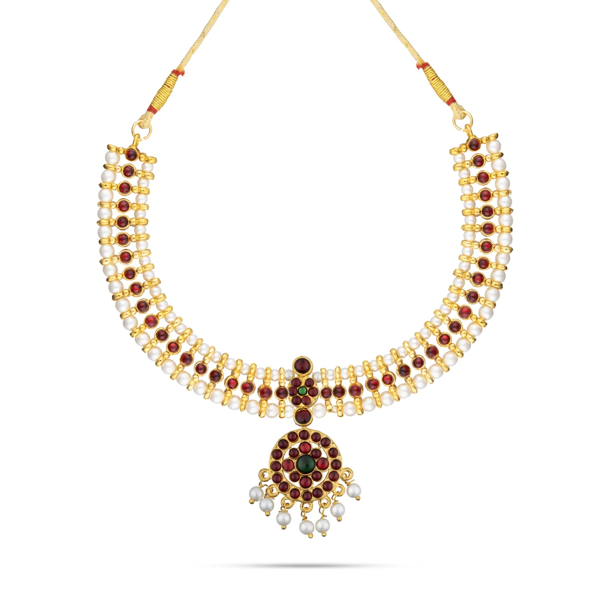 Dance Jewellery Set Without Bangle | Kemp Bharatanatyam Jewellery/ Stone & Pearl Design Jewelry for Women - Image 3