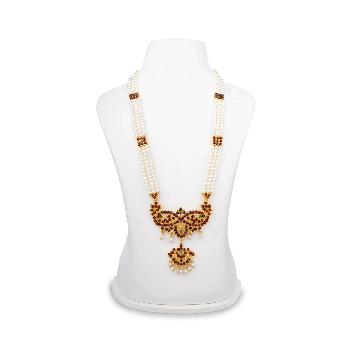 Dance Jewellery Set Without Bangle | Kemp Bharatanatyam Jewellery/ Stone & Pearl Design Jewelry for Women - Image 5