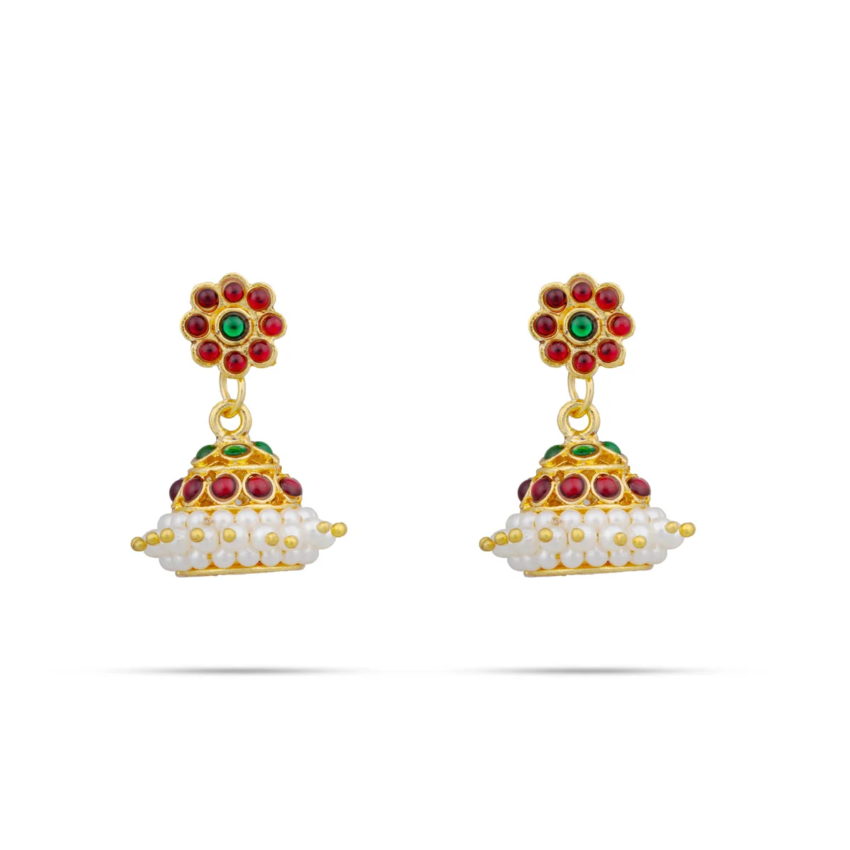 Dance Jewellery Set Without Bangle | Kemp Bharatanatyam Jewelry/ Stone & Pearl Jewelry Set For Dance - Image 10