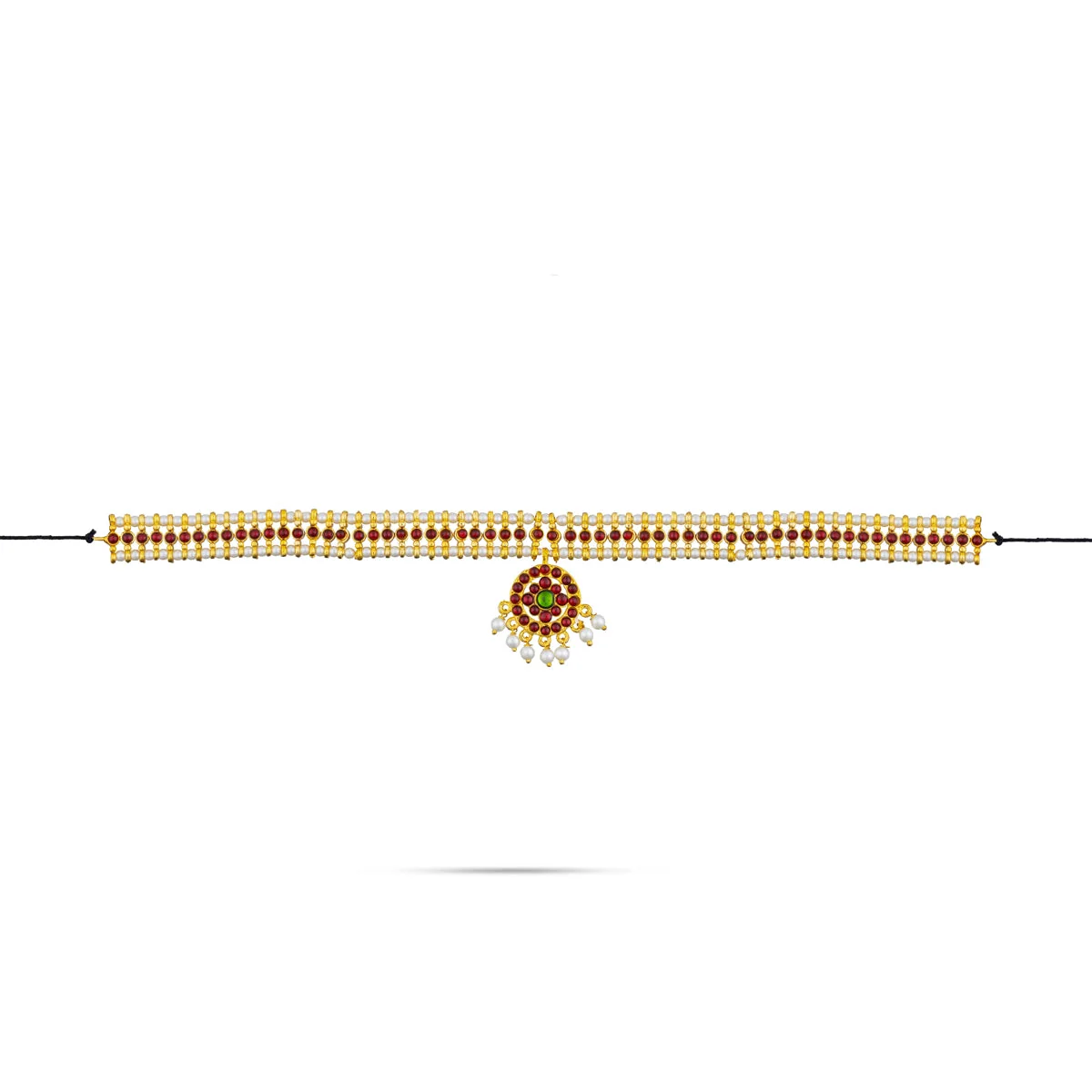 Dance Jewellery Set Without Bangle | Kemp Bharatanatyam Jewelry/ Stone & Pearl Jewelry Set For Dance - Image 11