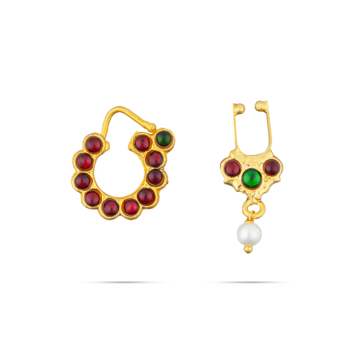 Dance Jewellery Set Without Bangle | Kemp Bharatanatyam Jewelry/ Stone & Pearl Jewelry Set For Dance - Image 12