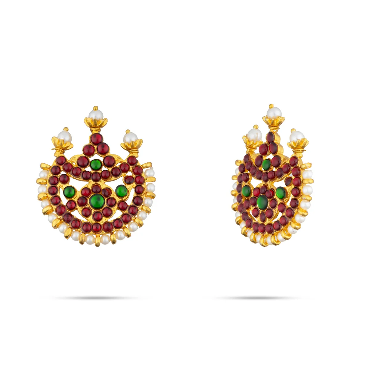 Dance Jewellery Set Without Bangle | Kemp Bharatanatyam Jewelry/ Stone & Pearl Jewelry Set For Dance - Image 3