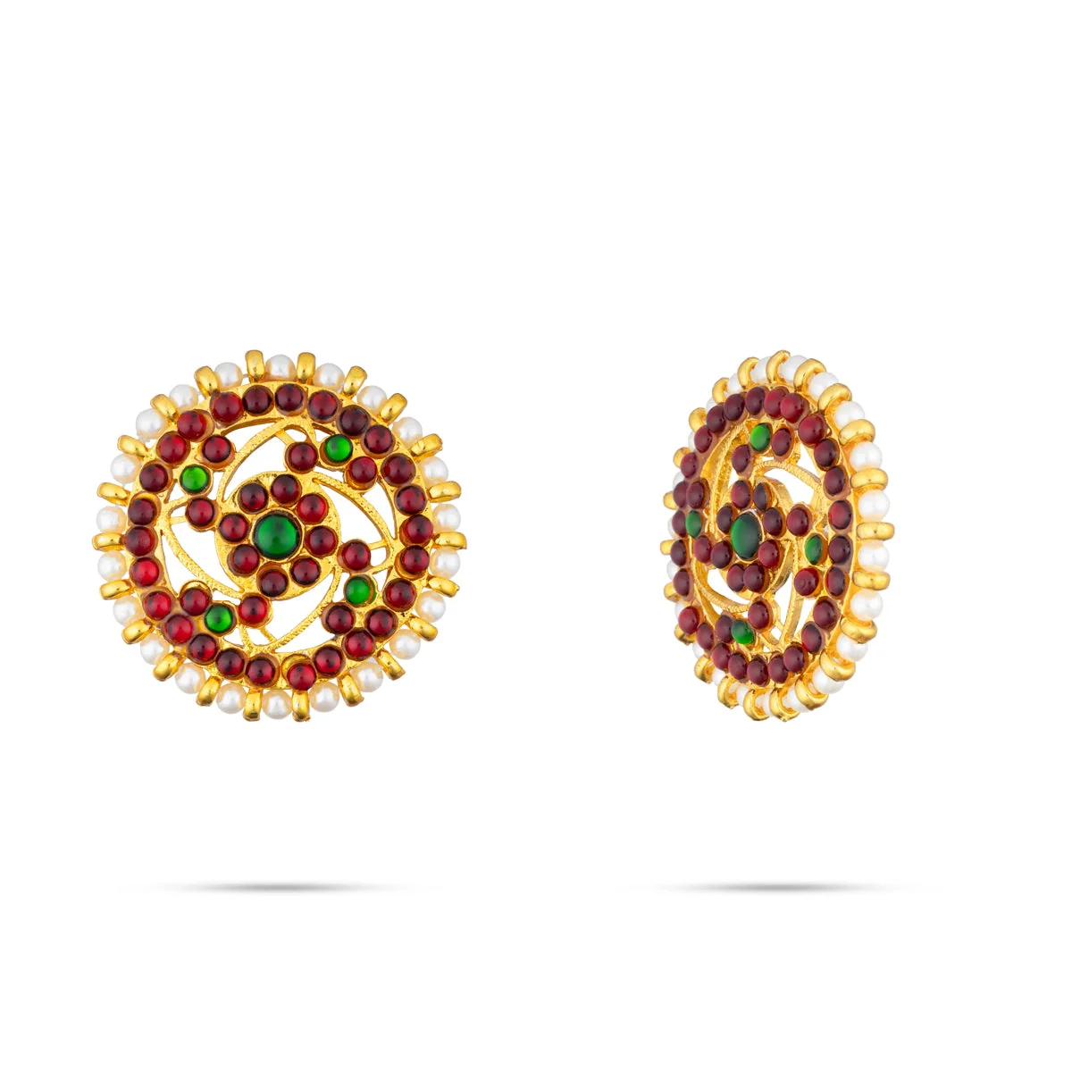 Dance Jewellery Set Without Bangle | Kemp Bharatanatyam Jewelry/ Stone & Pearl Jewelry Set For Dance - Image 4