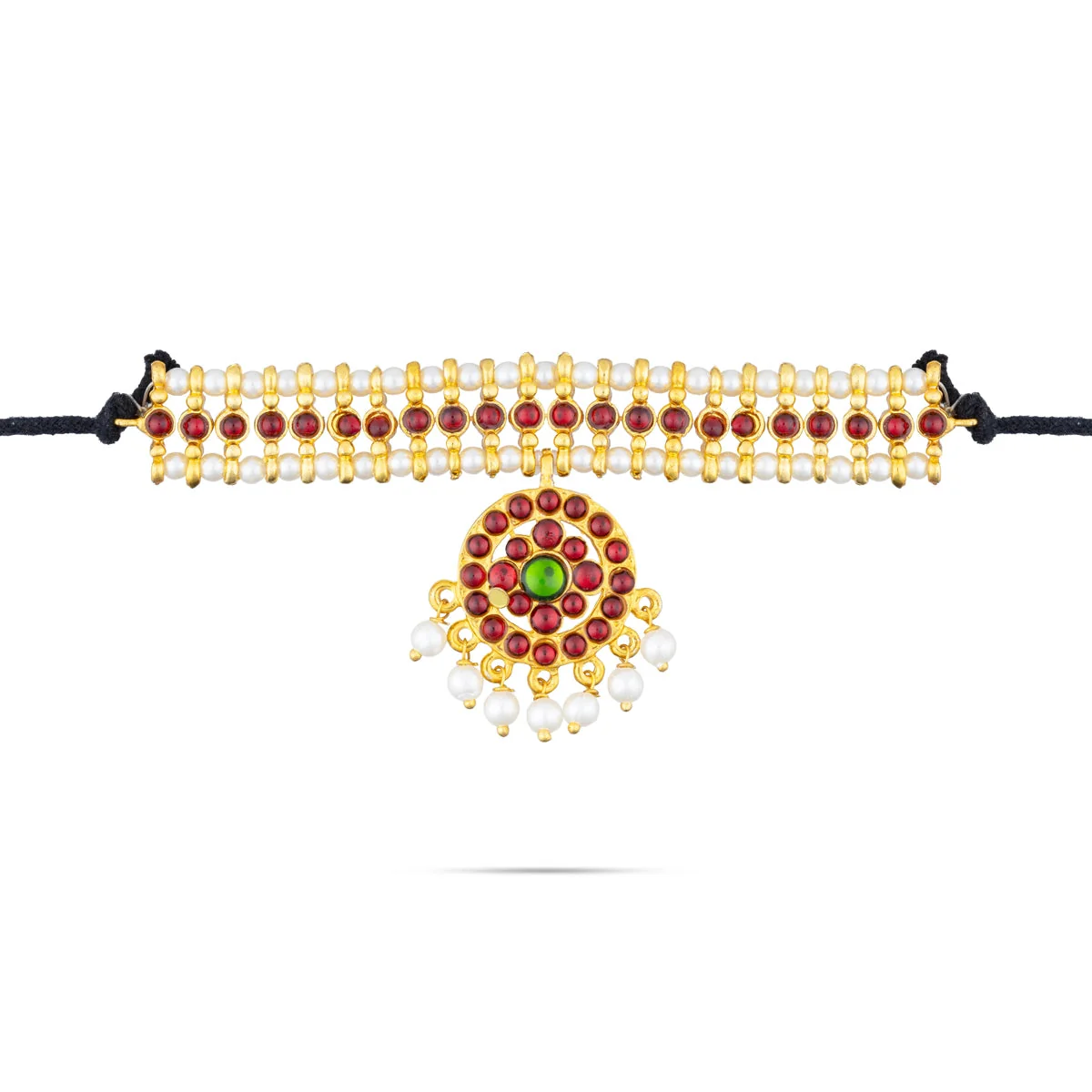 Dance Jewellery Set Without Bangle | Kemp Bharatanatyam Jewelry/ Stone & Pearl Jewelry Set For Dance - Image 5