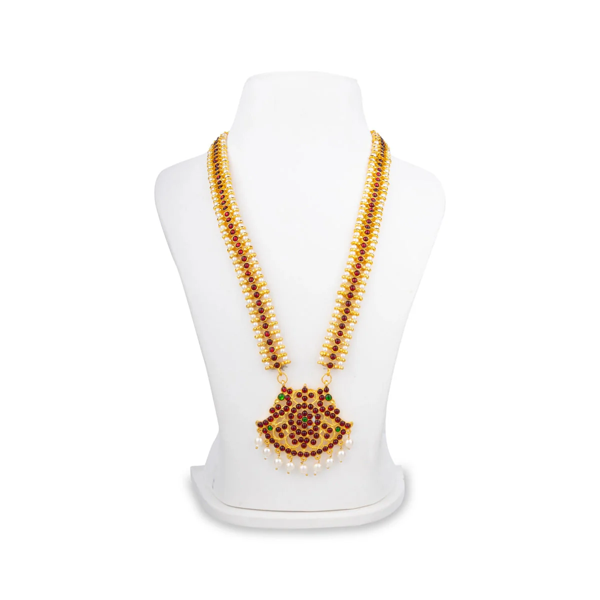 Dance Jewellery Set Without Bangle | Kemp Bharatanatyam Jewelry/ Stone & Pearl Jewelry Set For Dance - Image 7