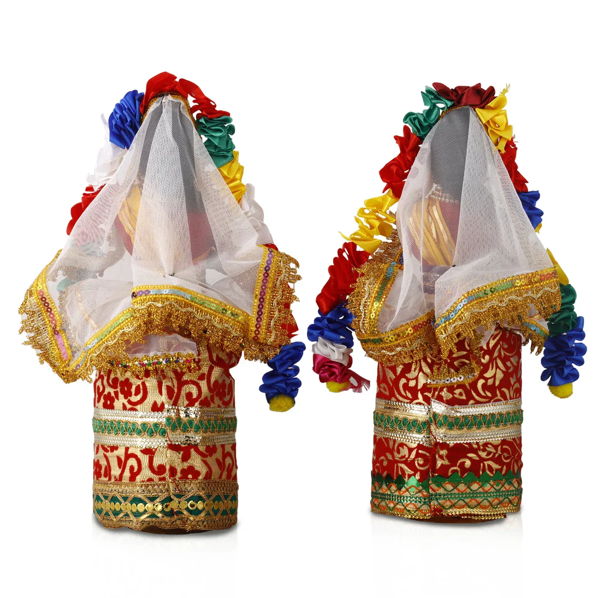 Dancing Doll Cloth Golu Bommai Pair - 12 x 3 Inches | Giri Golu Doll/ Navaratri Golu Bomma/Gombe/Bommai - Image 4