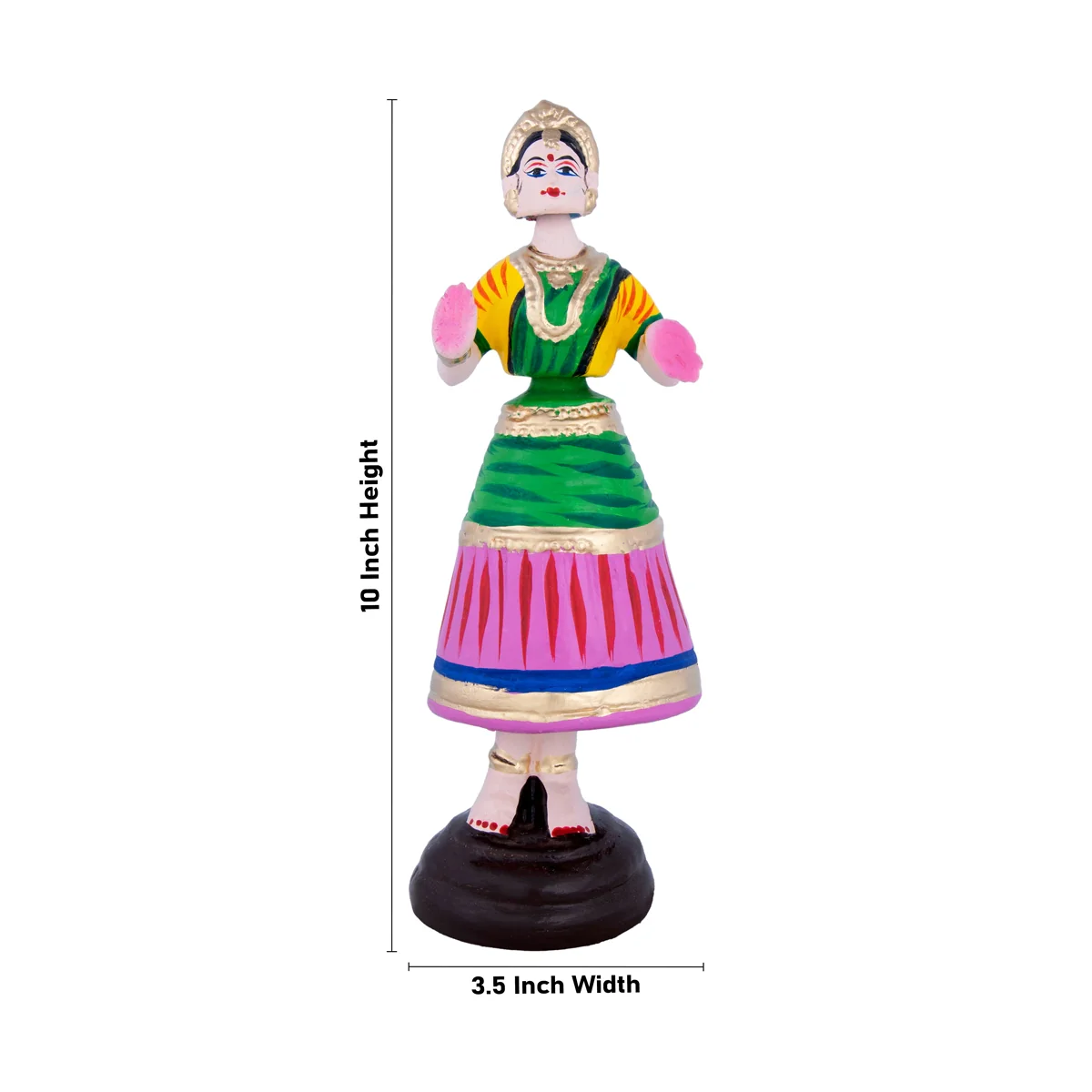 Dancing Doll Paper Mache Golu Bommai - 10 x 3.5 Inches | Giri Golu Doll/ Navaratri Golu Bomma/Gombe/Bommai - Image 2