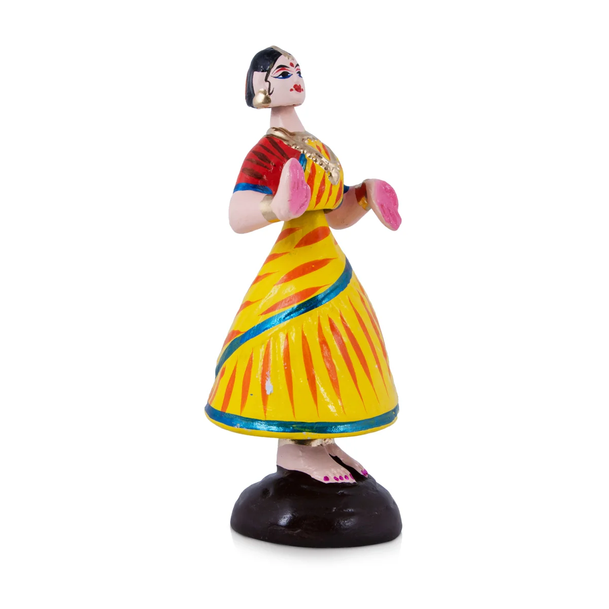 Dancing Doll Paper Mache Golu Bommai - 10 x 3.5 Inches | Giri Golu Doll/ Navaratri Golu Bomma/Gombe/Bommai - Image 2