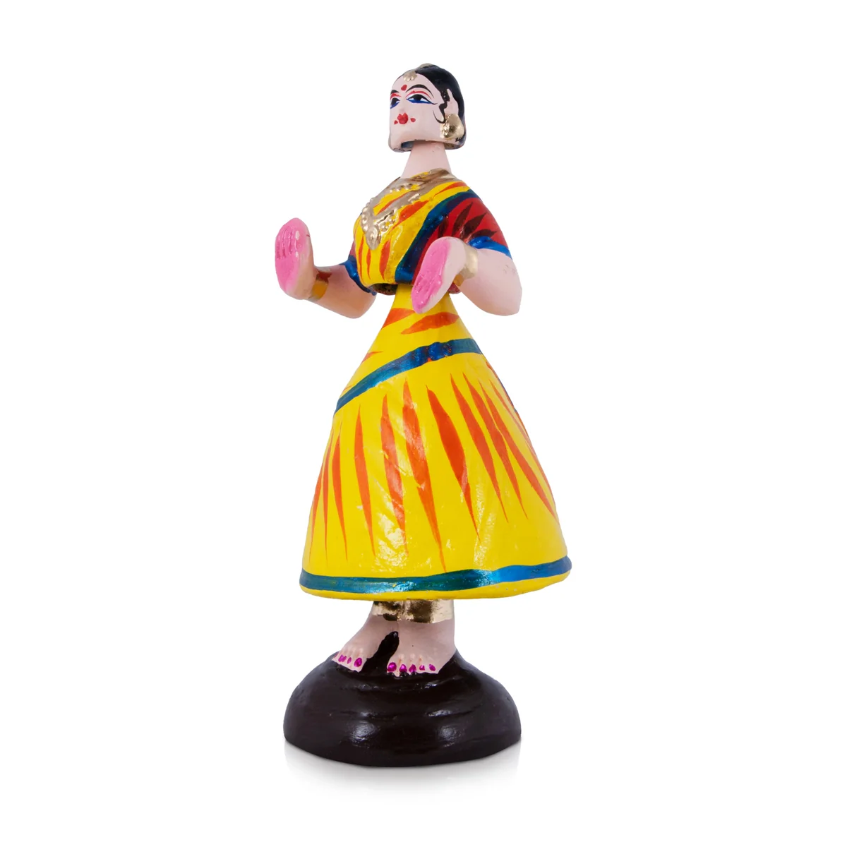 Dancing Doll Paper Mache Golu Bommai - 10 x 3.5 Inches | Giri Golu Doll/ Navaratri Golu Bomma/Gombe/Bommai - Image 3