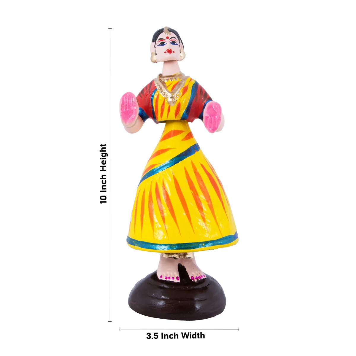 Dancing Doll Paper Mache Golu Bommai - 10 x 3.5 Inches | Giri Golu Doll/ Navaratri Golu Bomma/Gombe/Bommai - Image 4
