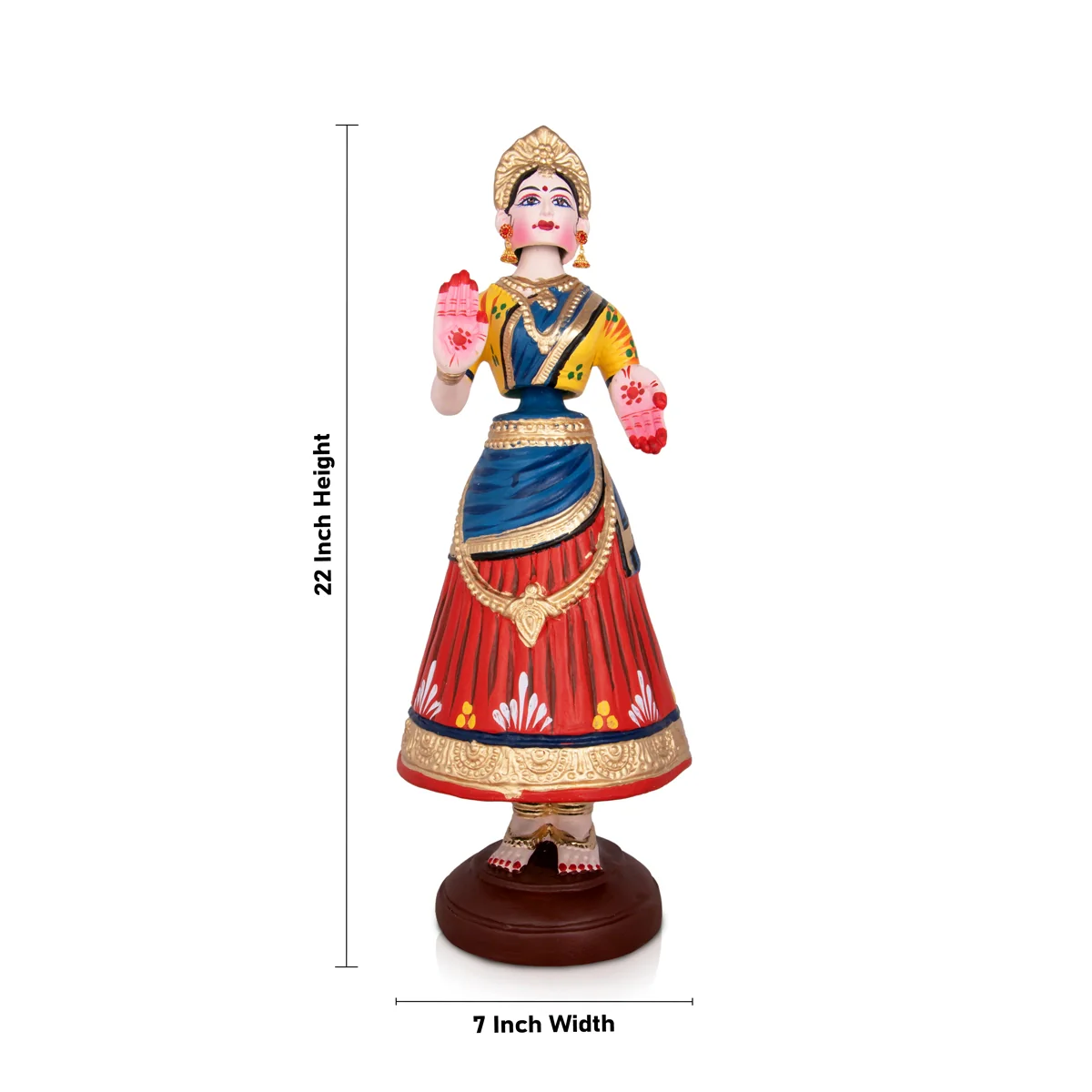 Dancing Doll Paper Mache Golu Bommai - 22 x 7 Inches | Giri Golu Doll/ Navaratri Golu Bomma/Gombe/Bommai - Image 4