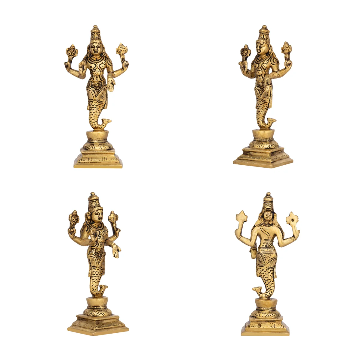 Dasavathaaram Murti Set - 6 x 2 Inches | Vishnu Ten Incarnations Avatars Idols/ Antique Brass Idol for Pooja - Image 2