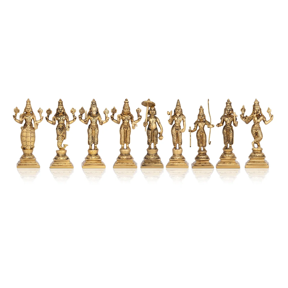 Dasavathaaram Murti Set - 6 x 2 Inches | Vishnu Ten Incarnations Avatars Idols/ Antique Brass Idol for Pooja - Image 5