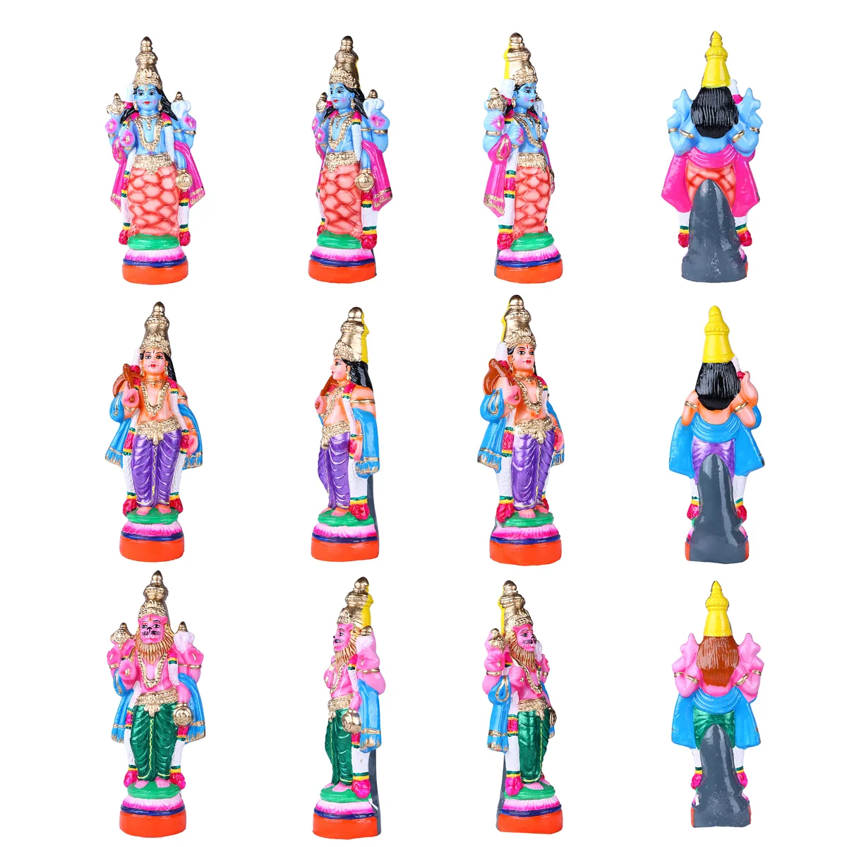 Dasavatharam Clay Golu Bommai Set - 16 x 6 Inches | Giri Golu Doll/ Navaratri Golu Bomma/Gombe/Bommai - Image 3
