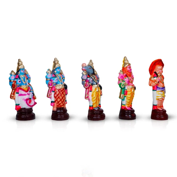 Dasavatharam Clay Golu Bommai Set - 6 x 3.5 Inches | Giri Golu Doll/ Navaratri Golu Bomma/Gombe/Bommai - Image 7