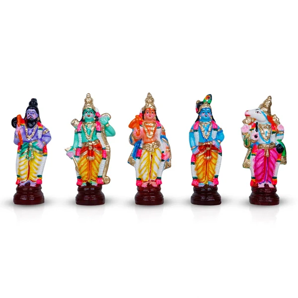 Dasavatharam Clay Golu Bommai Set - 6 x 3.5 Inches | Giri Golu Doll/ Navaratri Golu Bomma/Gombe/Bommai - Image 9
