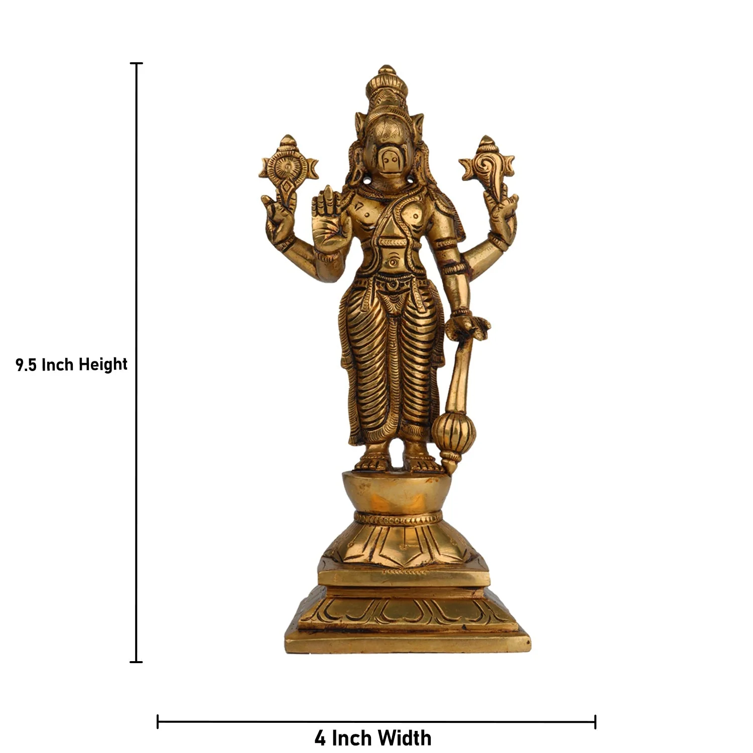 Dasavatharam Idol With Base Set - 9.5 x 4 Inches | Antique Brass Idol/ Ten Avatars Of Vishnu Statue for Worship - Image 3
