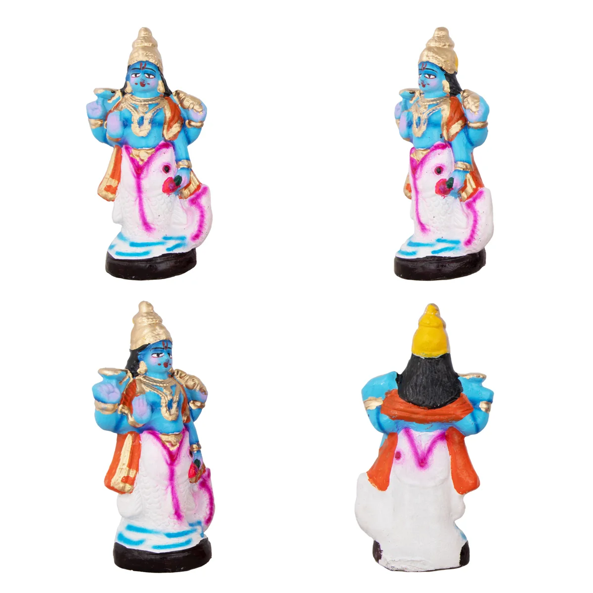 Dasavatharam Paper Mache Golu Bommai Set - 10 x 3 Inches | Giri Golu Doll/ Navaratri Golu Bomma/Gombe/Bommai - Image 5