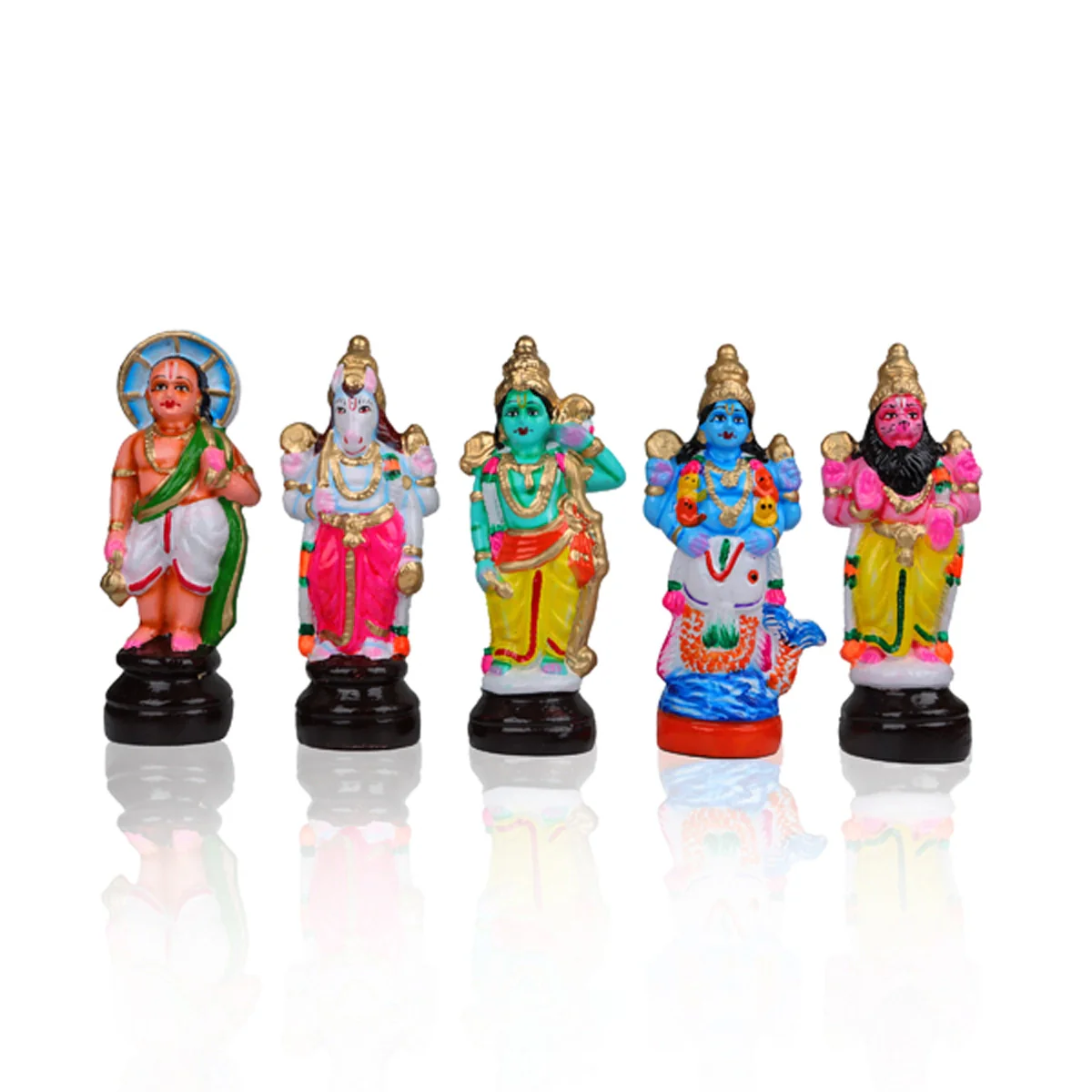 Dasavatharam Clay Golu Bommai Set - 10 x 3 Inches | Giri Golu Doll/ Navaratri Golu Bomma/Gombe/Bommai - Image 2