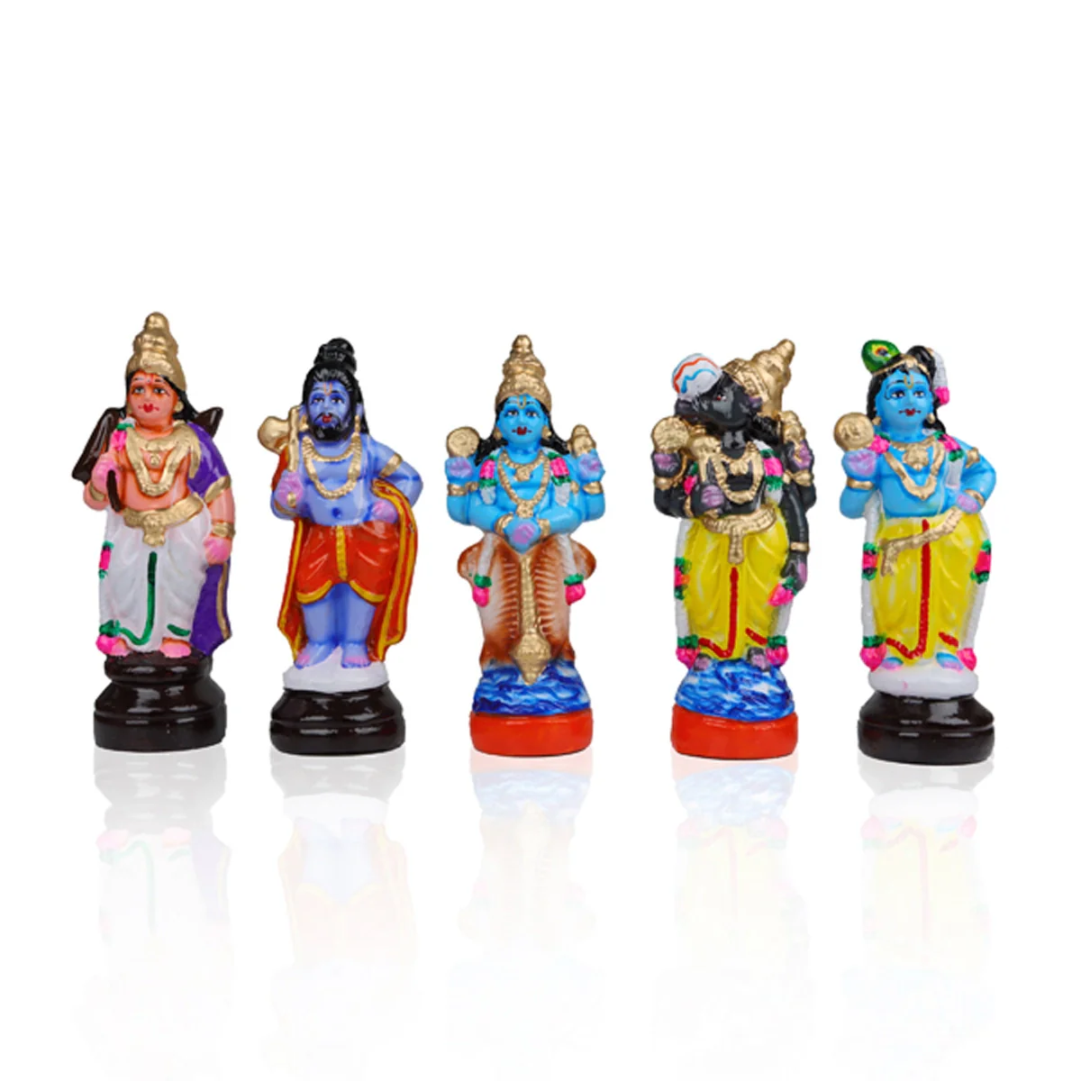 Dasavatharam Clay Golu Bommai Set - 10 x 3 Inches | Giri Golu Doll/ Navaratri Golu Bomma/Gombe/Bommai - Image 4