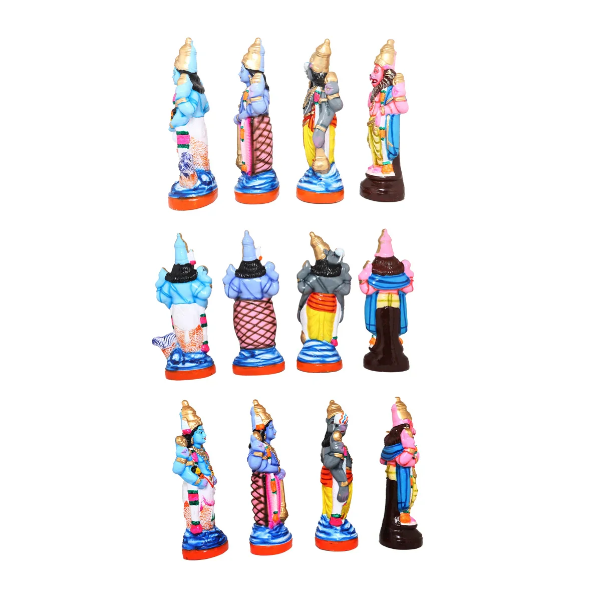 Dasavatharam Clay Golu Bommai Set - 12 x 5 Inches | Giri Golu Doll/ Navaratri Golu Bomma/Gombe/Bommai - Image 3