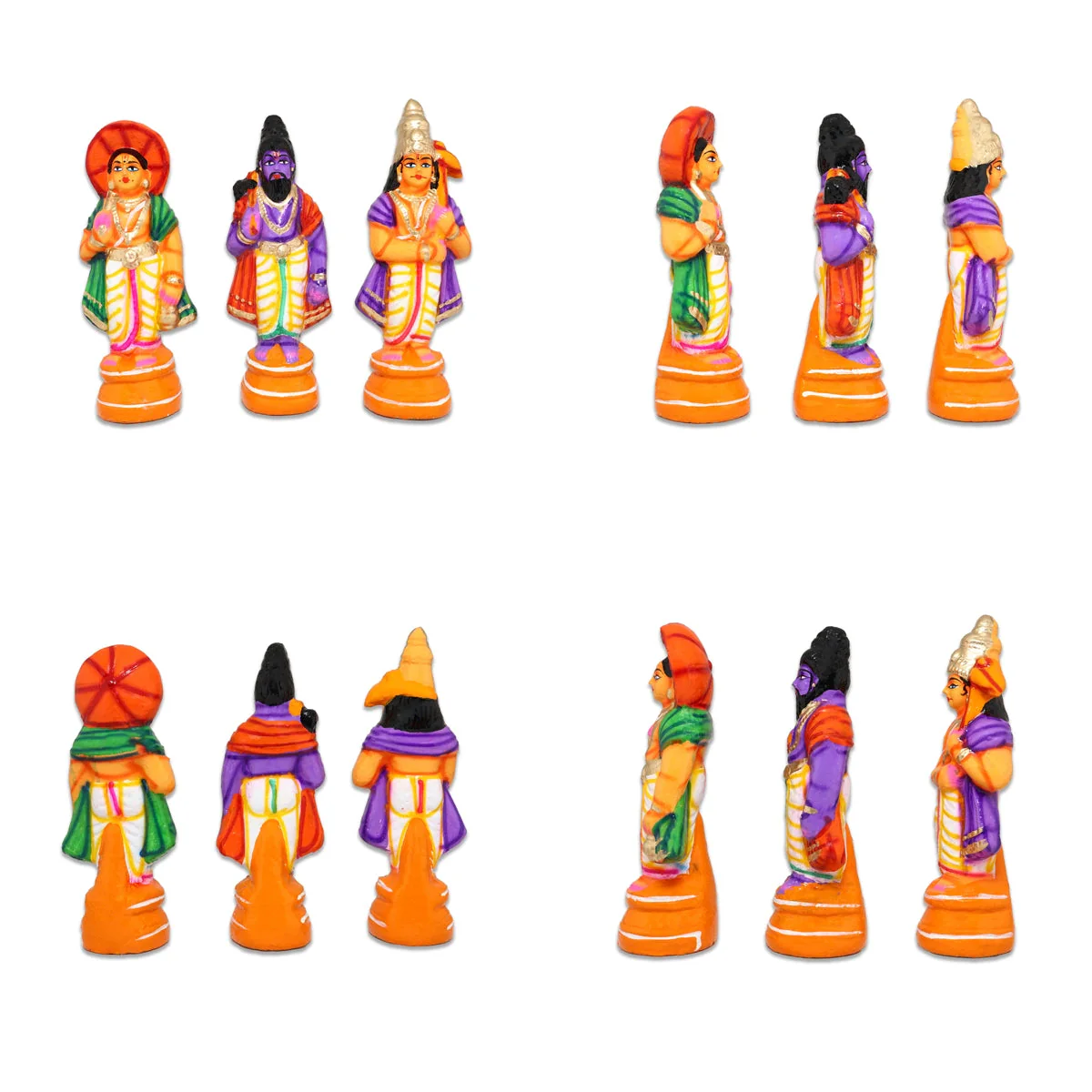 Dasavatharam Clay Golu Bommai Set - 9 x 3.5 Inches | Giri Golu Doll/ Navaratri Golu Bomma/ Gombe/ Bommai - Image 2